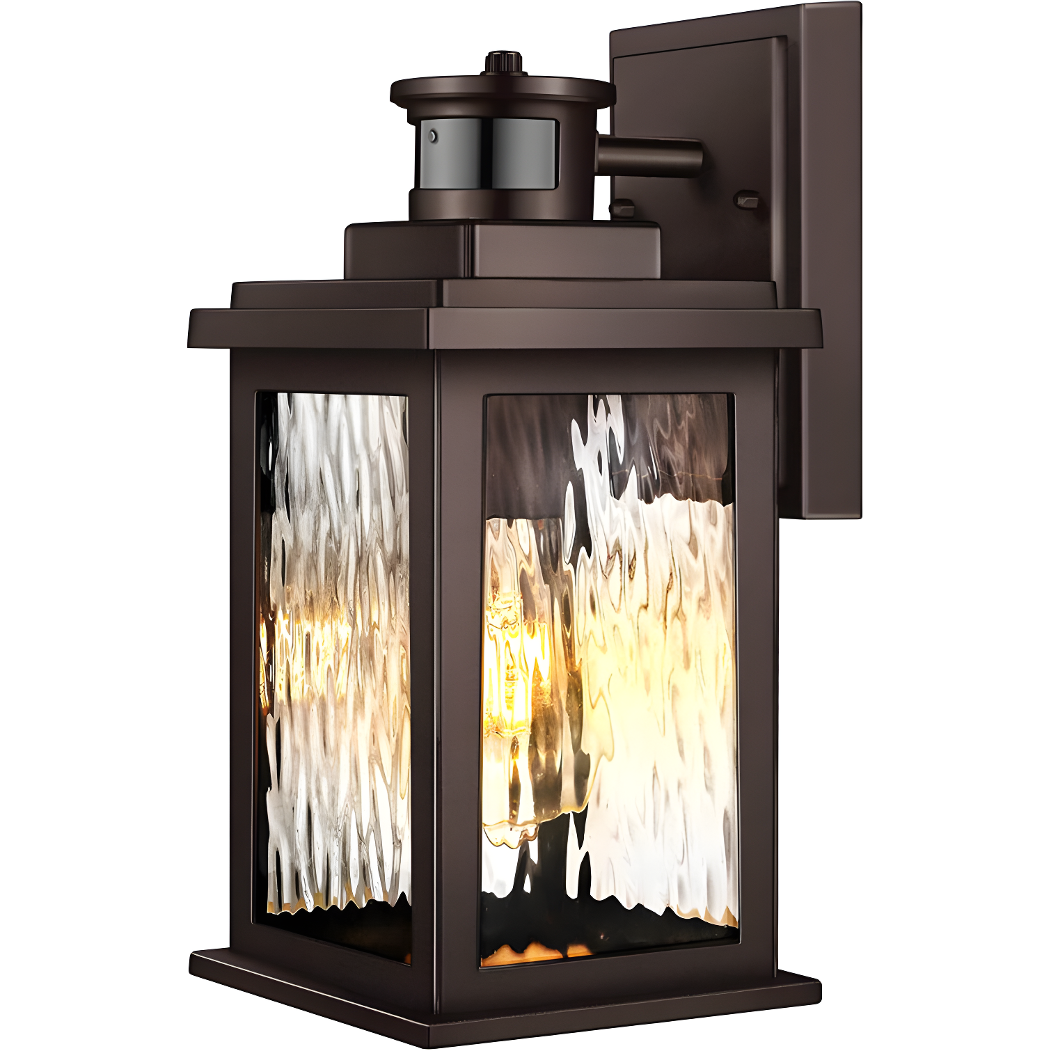 Oil-Rubbed Bronze Motion Sensor Outdoor Wall Sconce with Tempered Glass