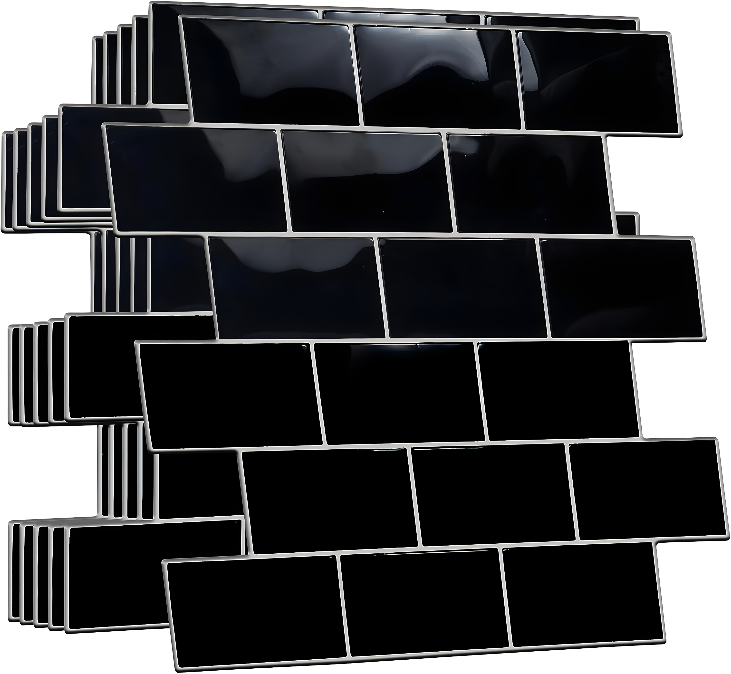 Black Glossy Peel and Stick Subway Tile Stickers