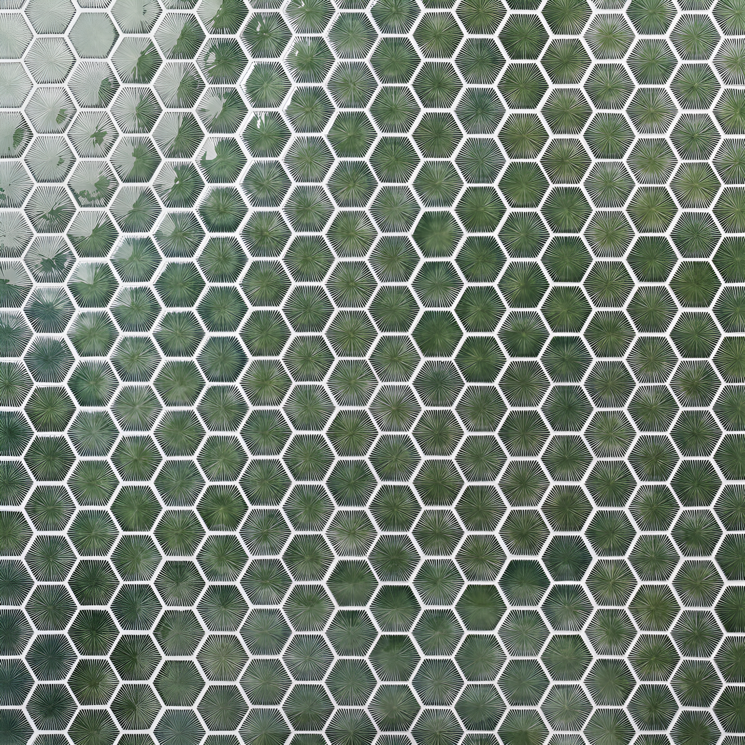 Capri Green Polished Glass Hexagon Mosaic Tile 11x13