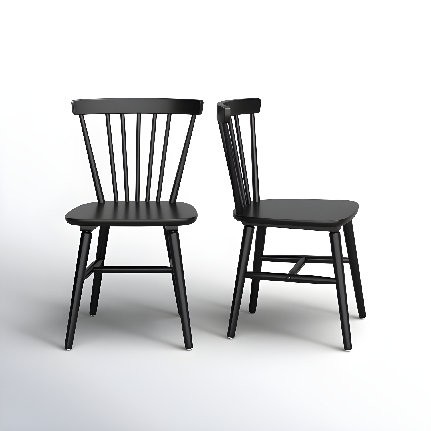 High Windsor Slat Side Chair in Classic Black Wood