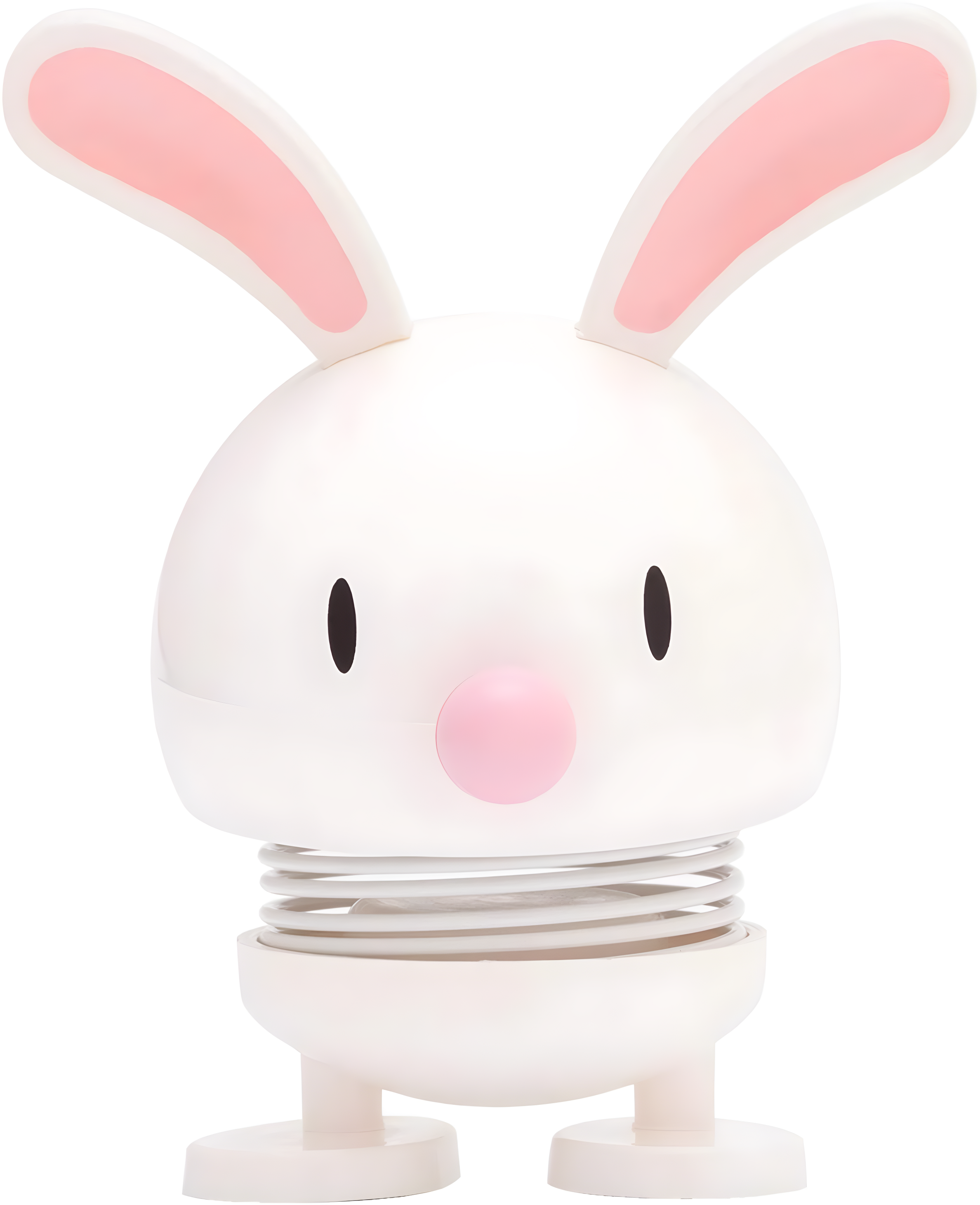 White Plastic Bunny Figurine with Metal Spring