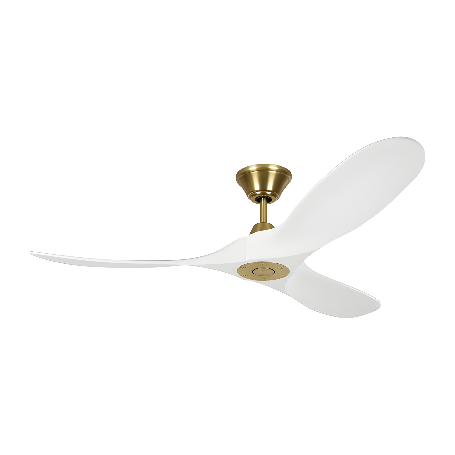 52" Burnished Brass and White 3-Blade Ceiling Fan with Remote