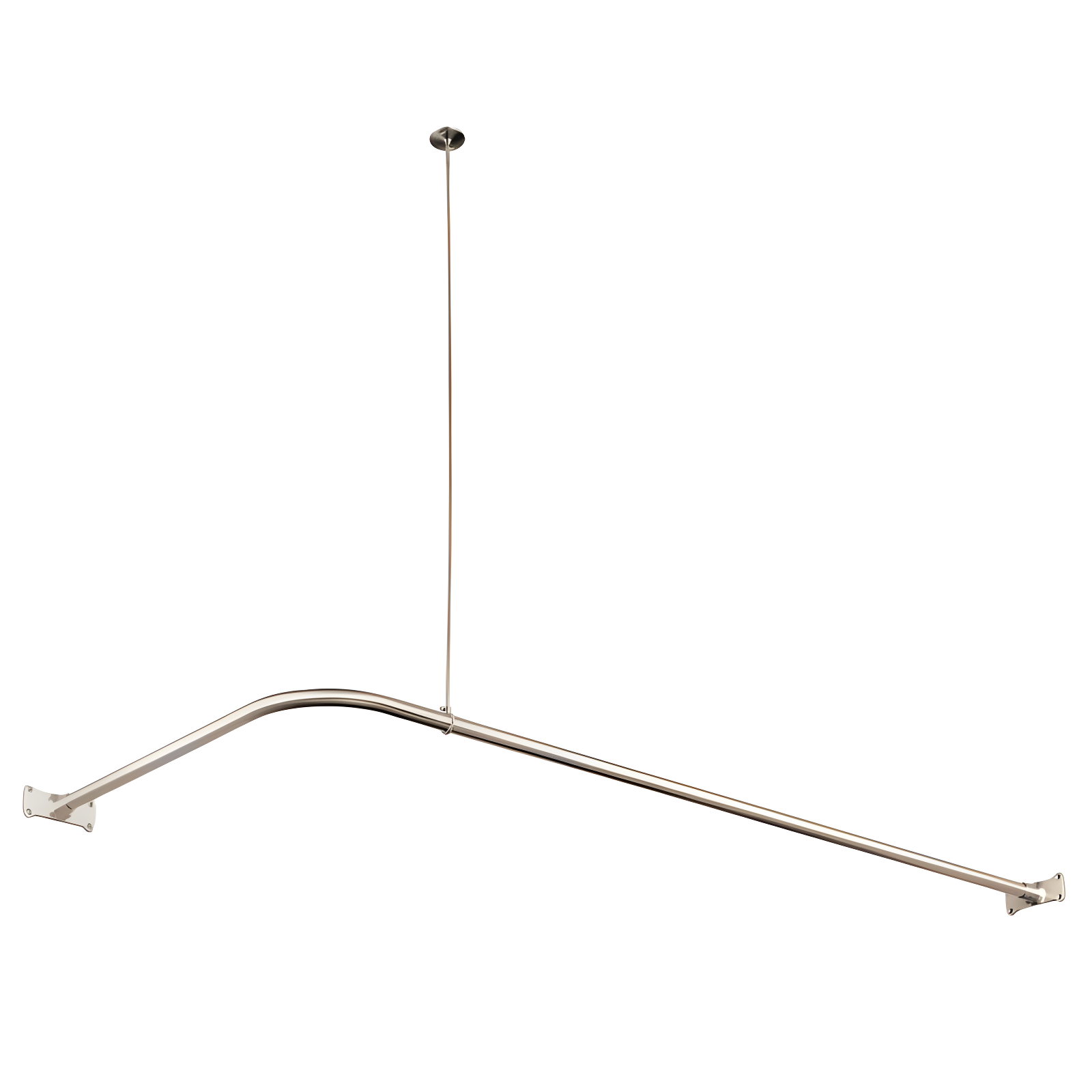 Polished Brass L-Shaped Wall and Ceiling Mounted Corner Shower Rod