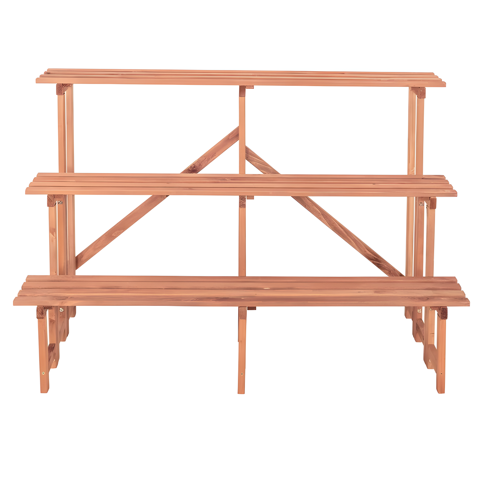 Large Brown Wooden 3-Tier Step Plant Stand