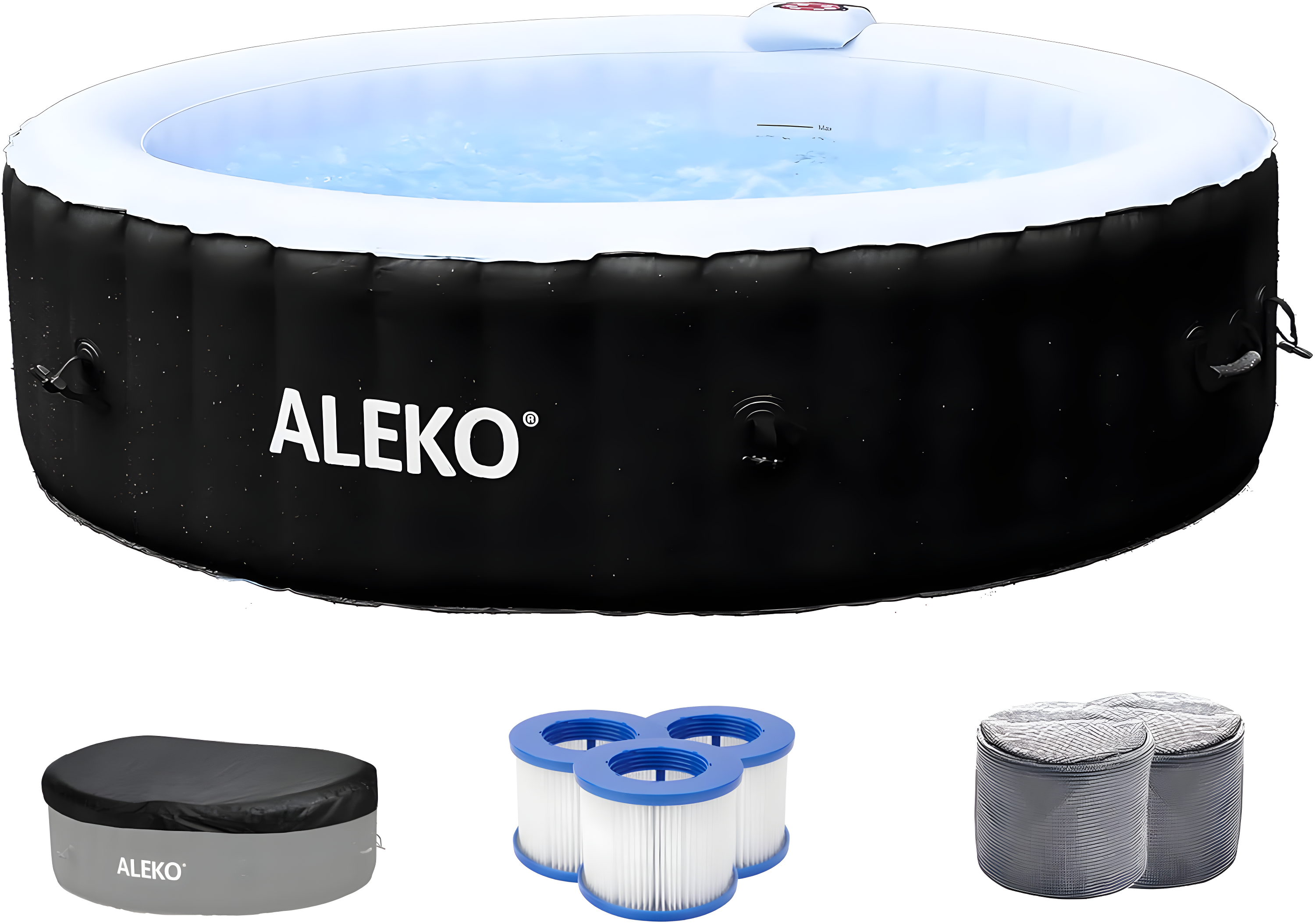 Aleko 265-Gallon Black and White Inflatable Round Hot Tub