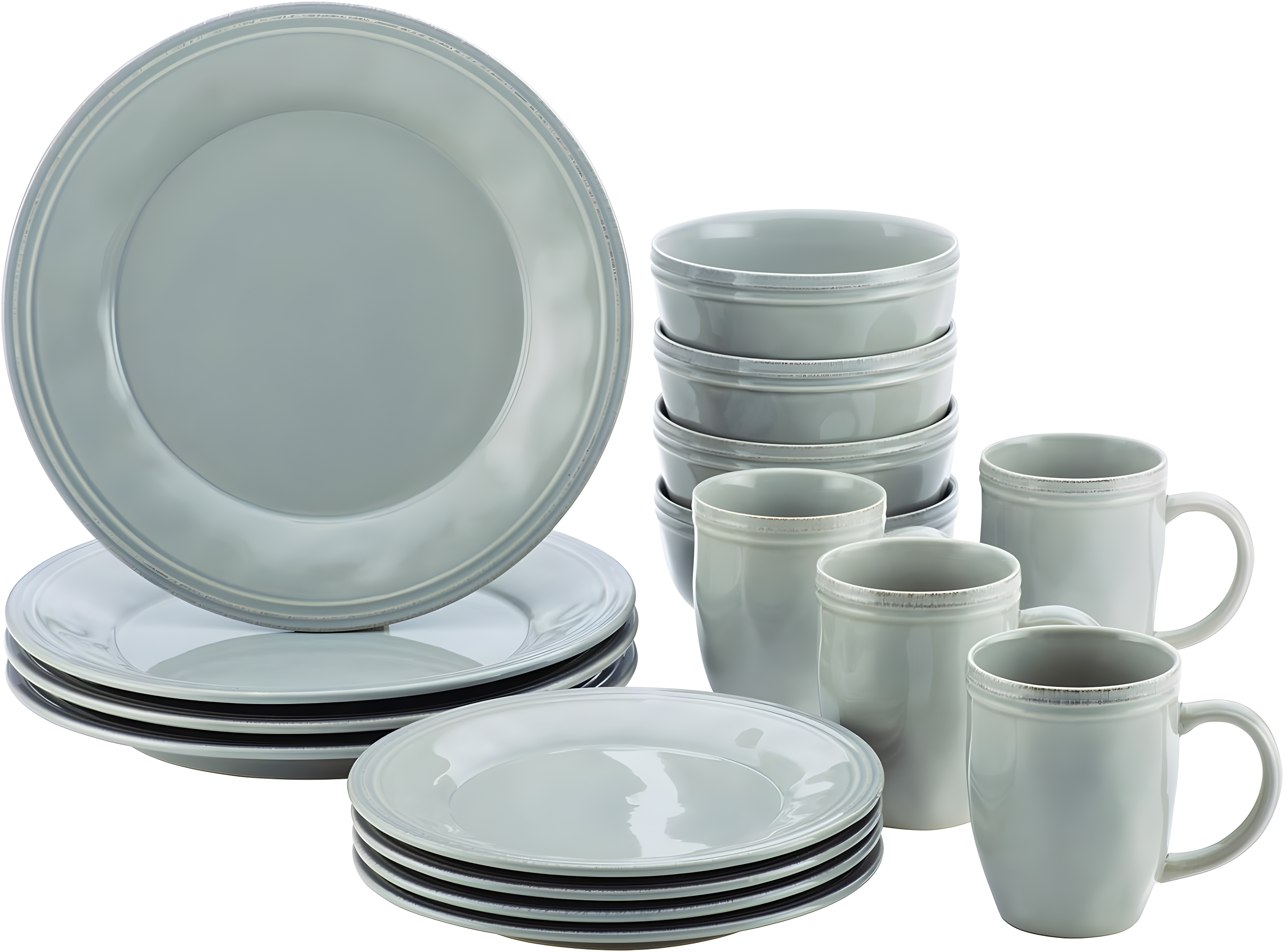 Sea Salt Gray Ceramic 16-Piece Dinnerware Set