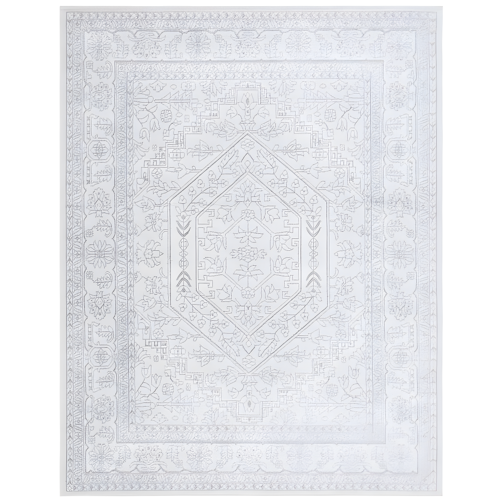 Ivory and Silver Medallion 8' x 10' Synthetic Area Rug