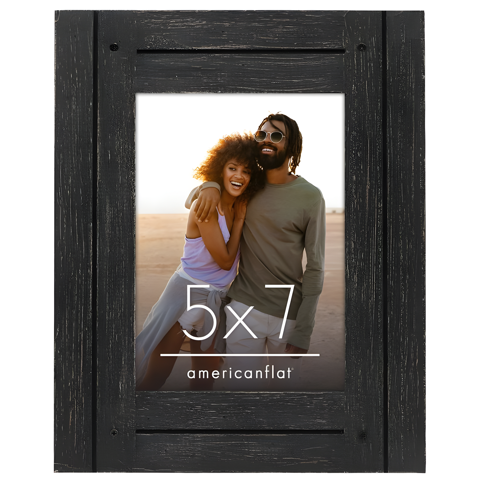 Charcoal Black 5x7 Distressed Wood Picture Frame