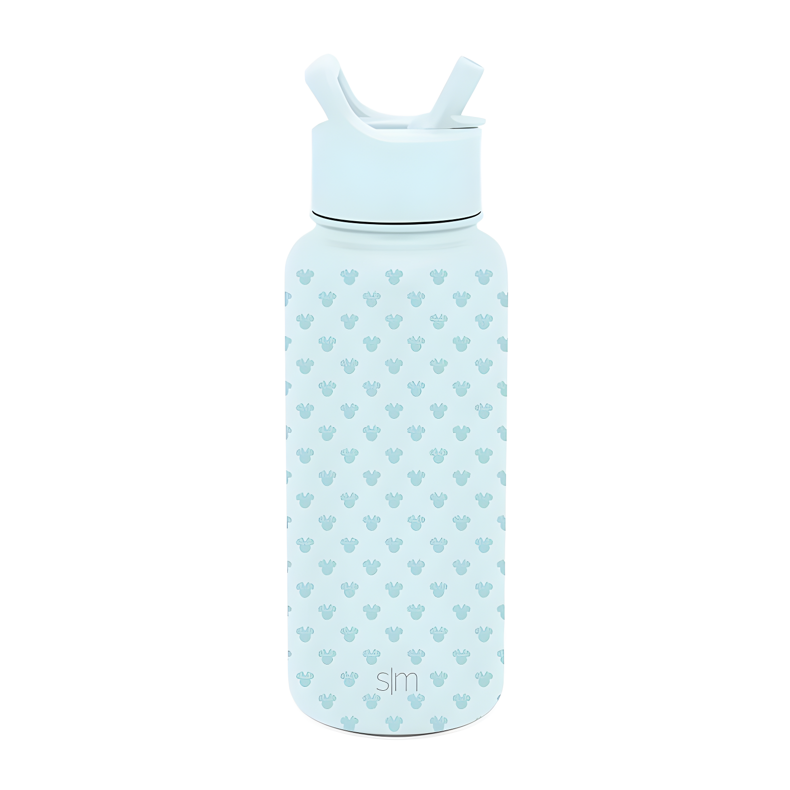 Light Blue Stainless Steel Water Bottle with Straw Lid