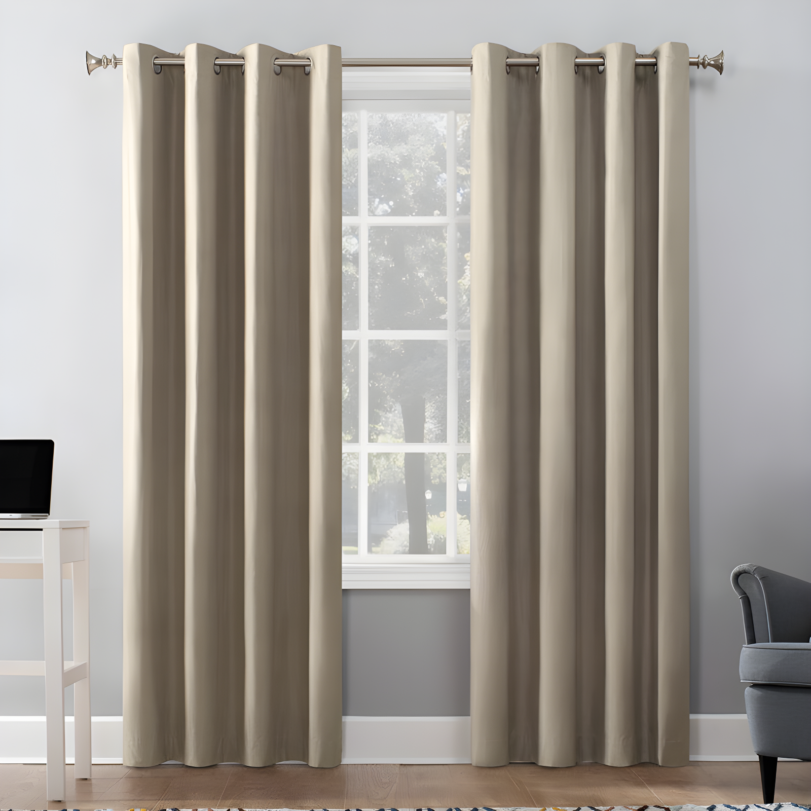 Linen Blackout Thermal Insulated Grommet Curtain Panel