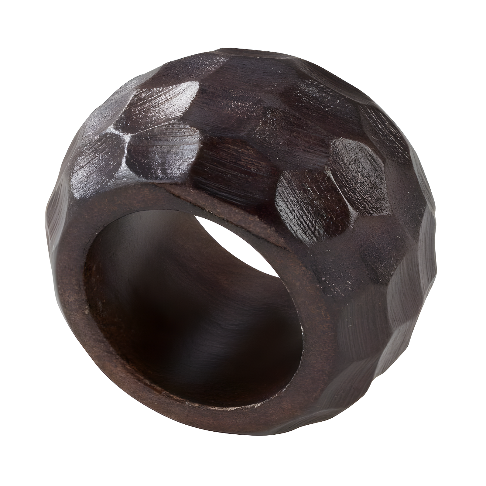 Chunky Dark Brown Mango Wood Napkin Rings Set of 4