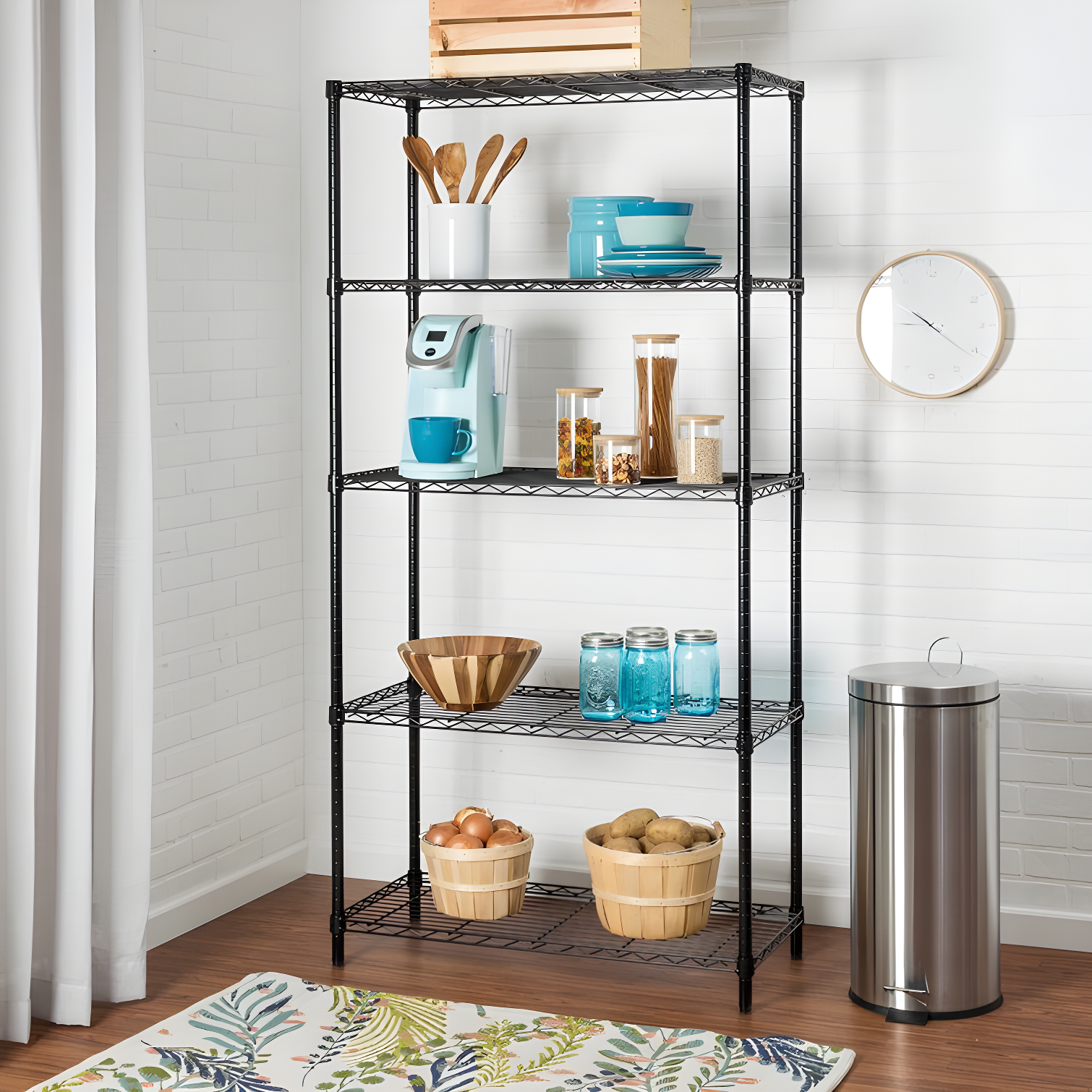 VersaFlex 72"H x 36"W Black Chrome 5-Tier Adjustable Steel Shelving Unit