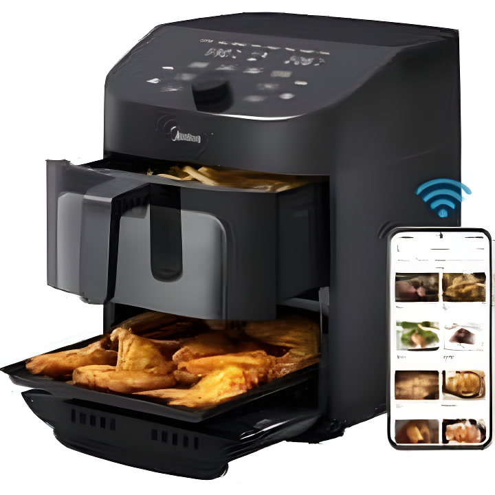 Black Dual Basket Electric Air Fryer Oven with Wi-Fi, 11 Quart