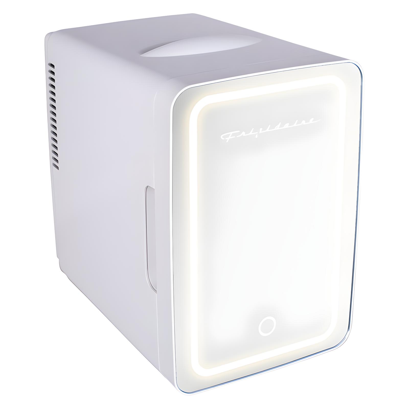 Compact White Thermoelectric Mini Fridge with Lighted Mirror