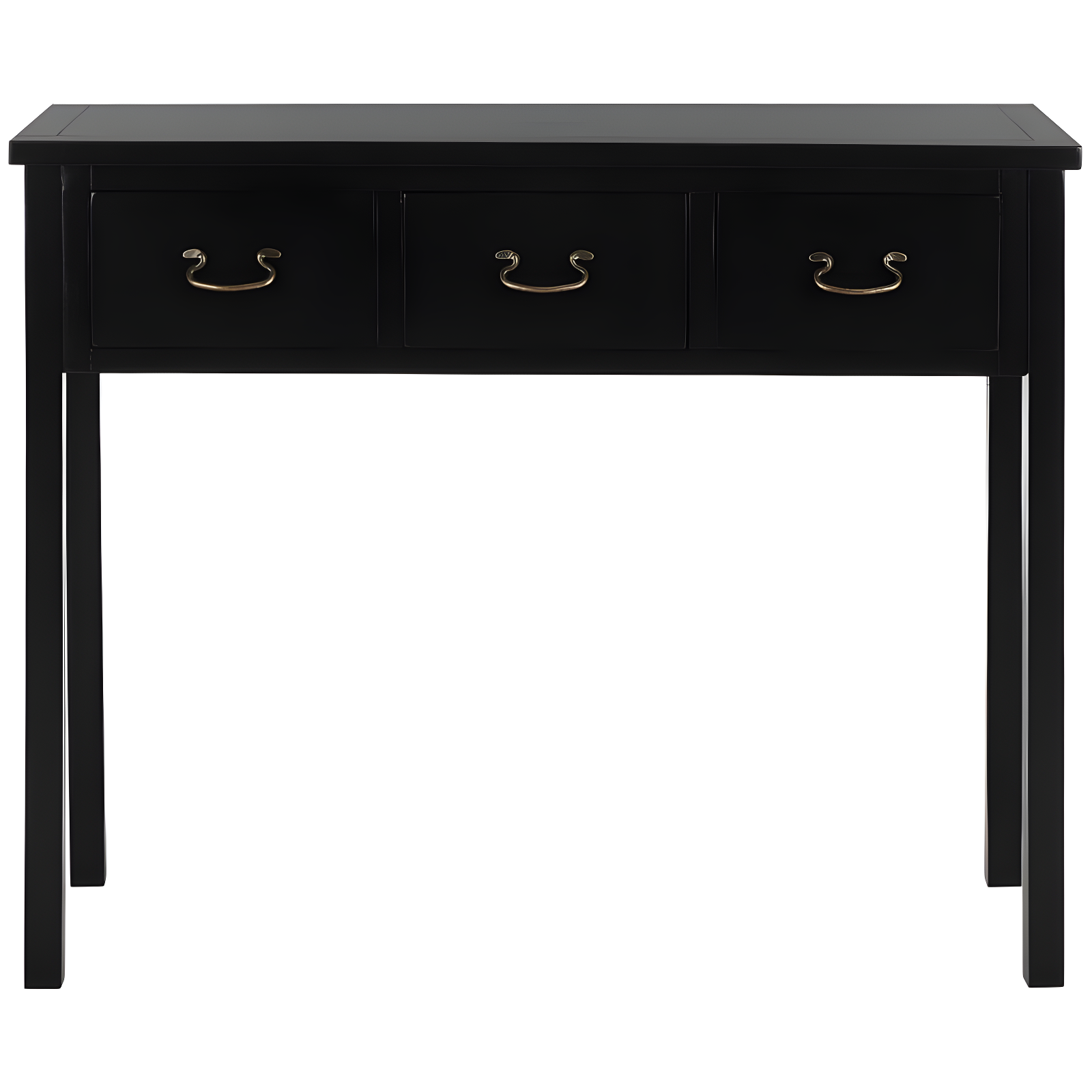 Cindy Transitional Black Pine 3-Drawer Console Table