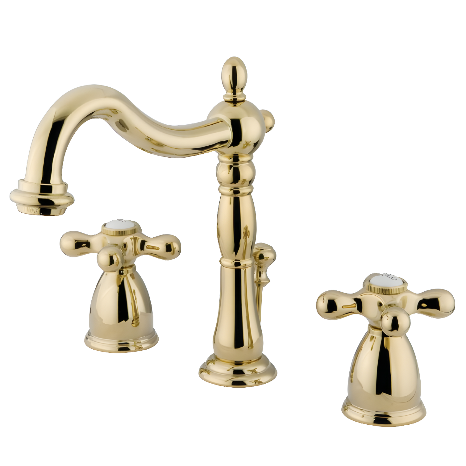 Polished Brass Traditional Widespread Bathroom Faucet with Drain