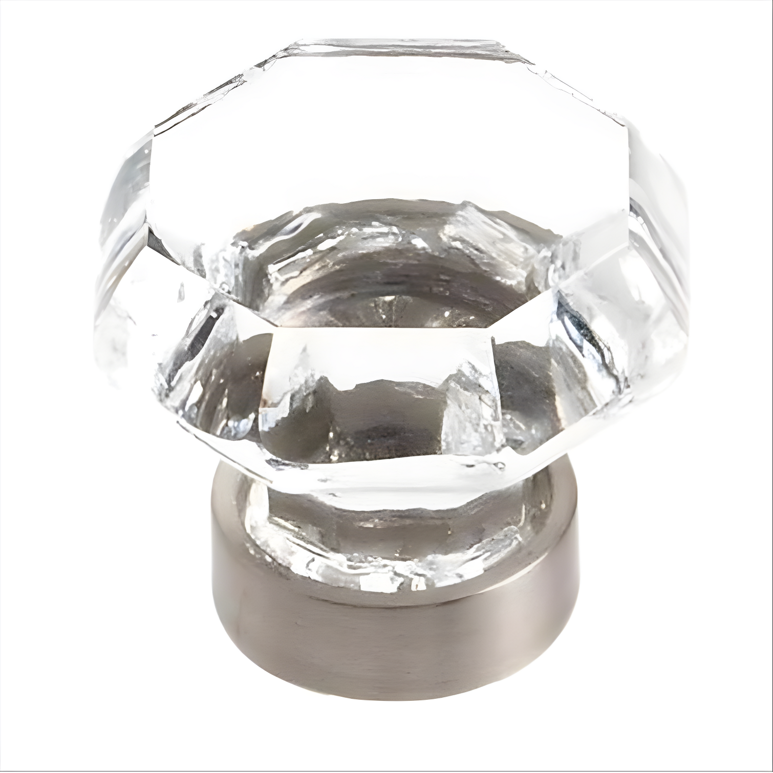 Clear Crystal and Satin Nickel Geometric Cabinet Knob