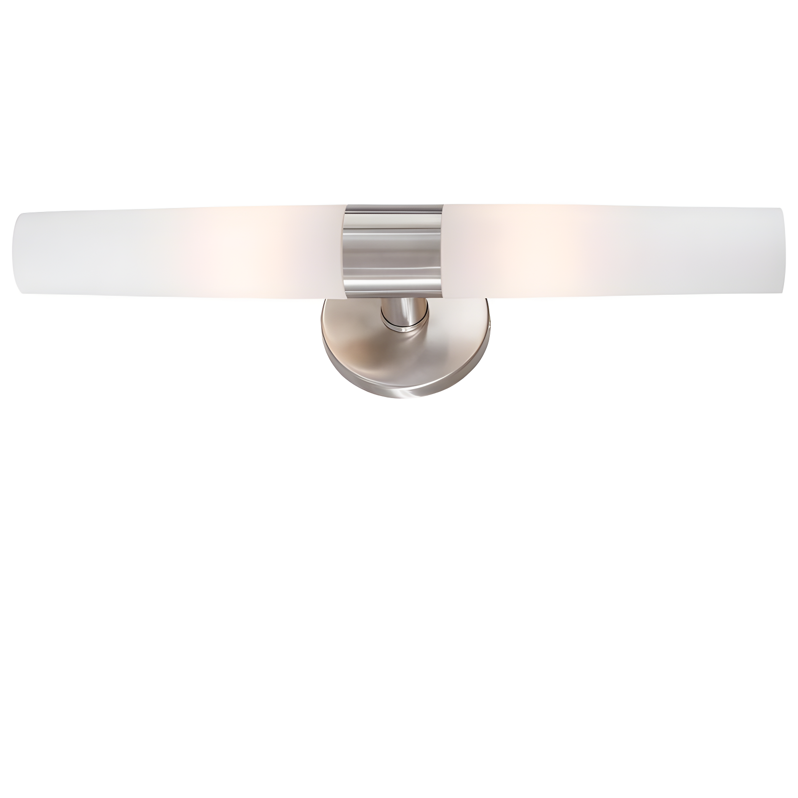 Brushed Stainless Steel Cylinder Vanity Light with Etched Opal Glass