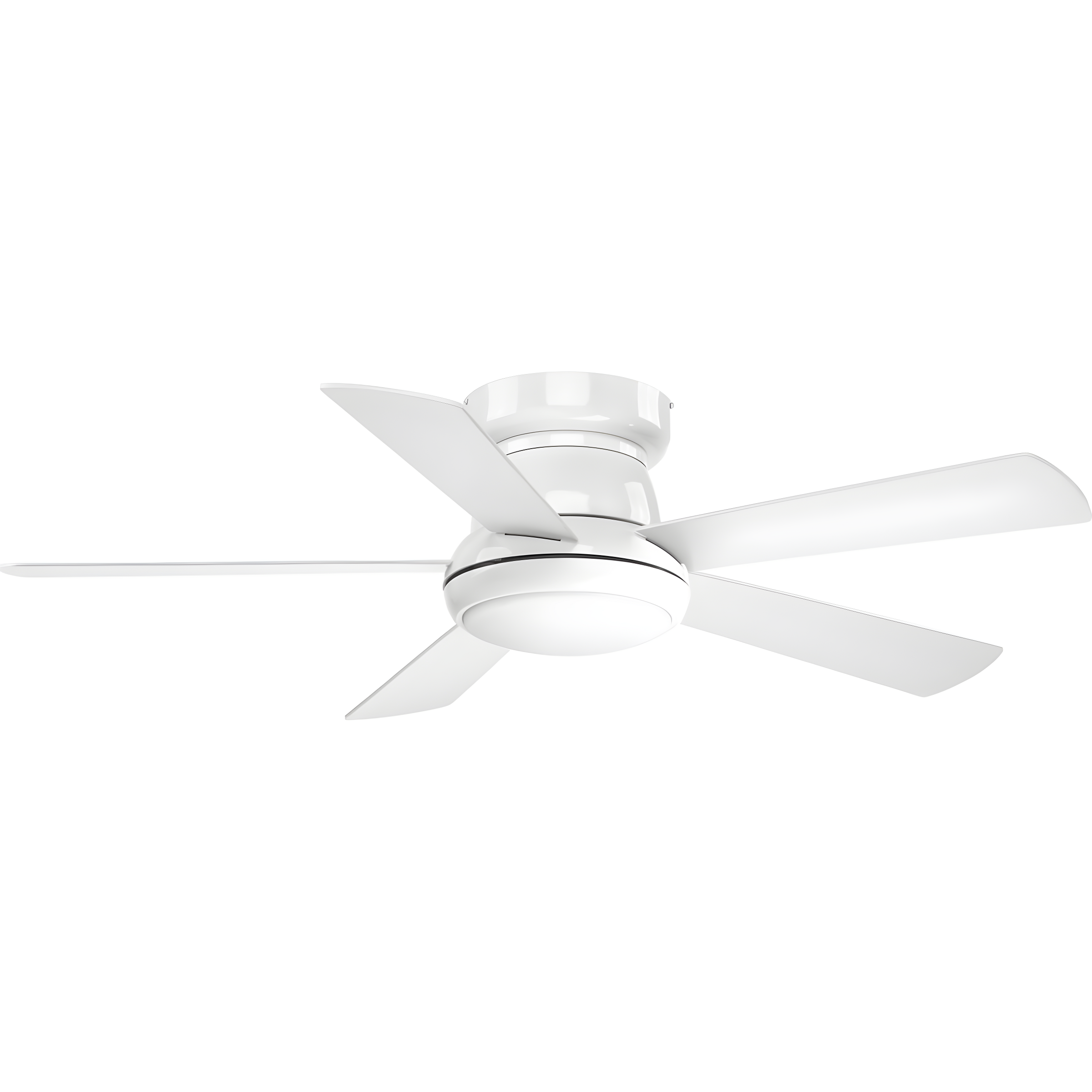 White 52" Low Profile Ceiling Fan with LED Light and Remote