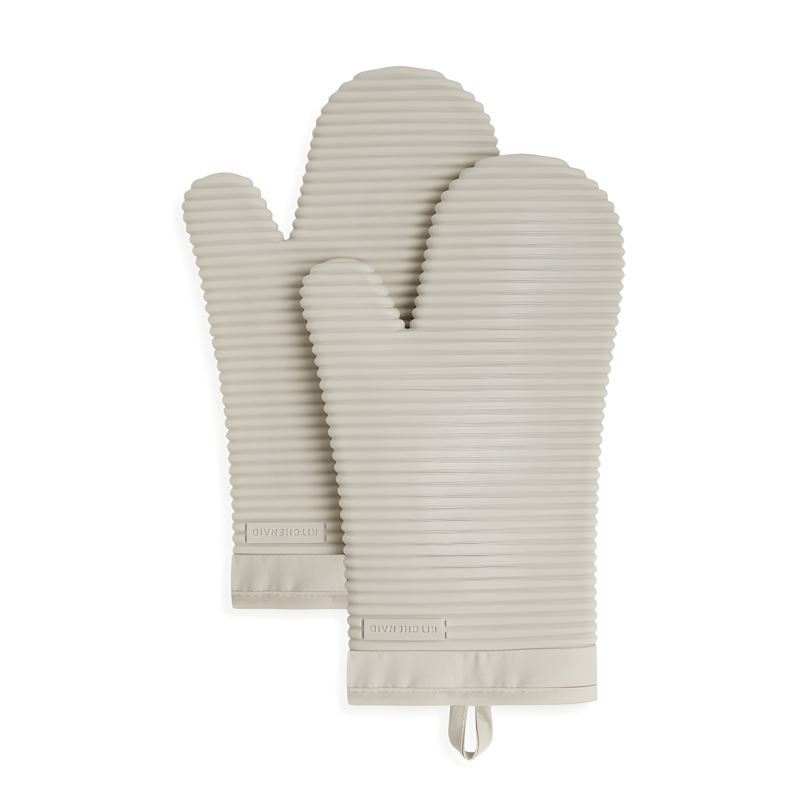 Milkshake Tan Ribbed Silicone Oven Mitt Set, 7"x13", 2-Piece