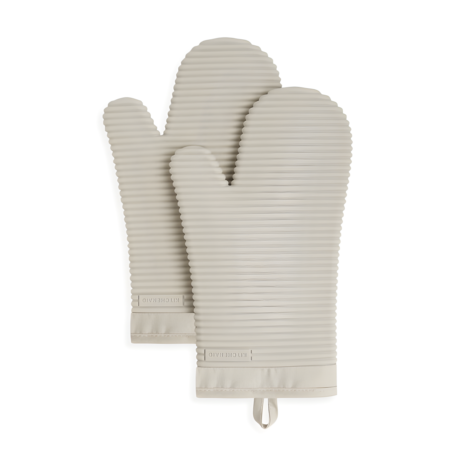 Milkshake Tan Ribbed Silicone Oven Mitt Set, 7"x13", 2-Piece