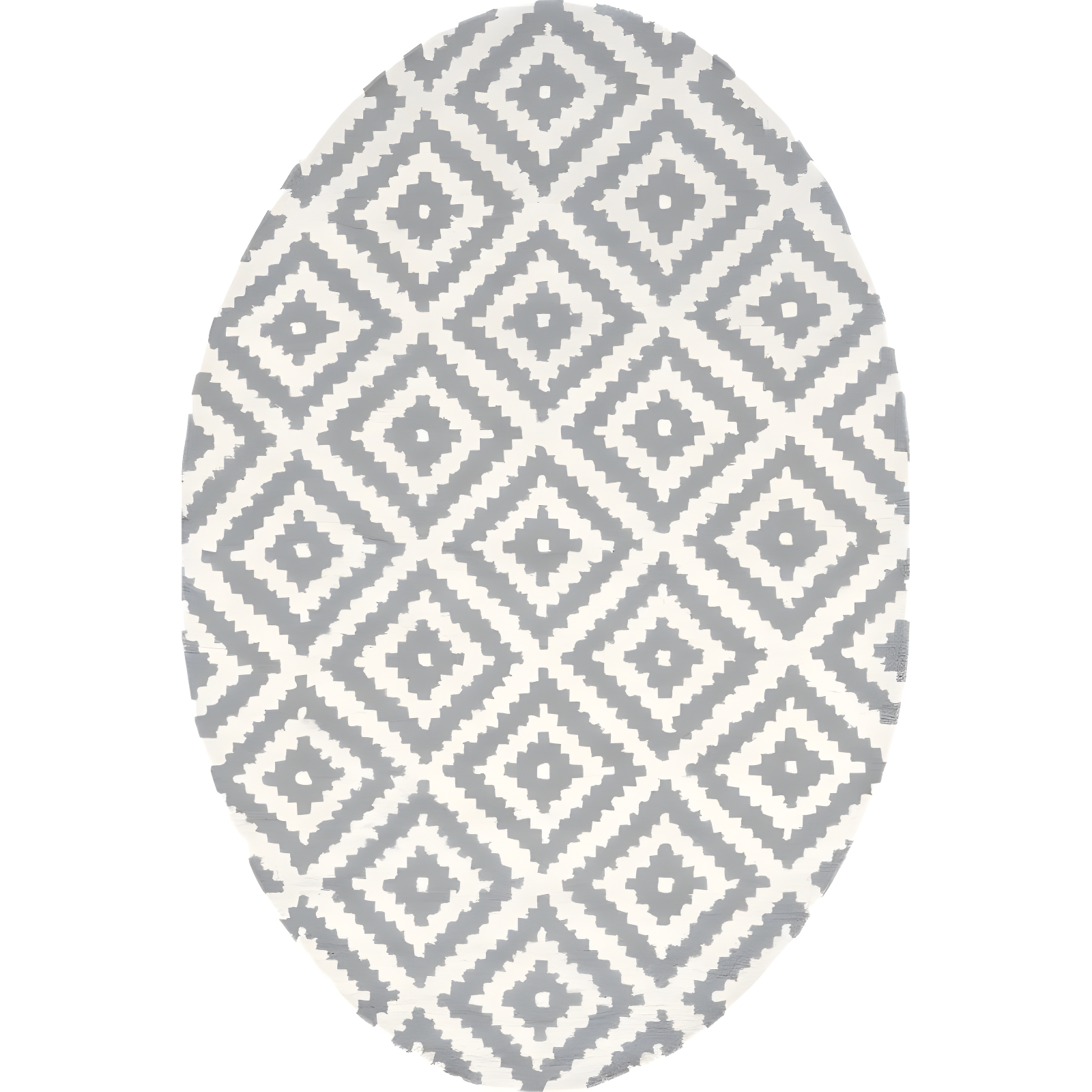 Handmade Light Grey Wool Oval 4' x 6' Geometric Rug