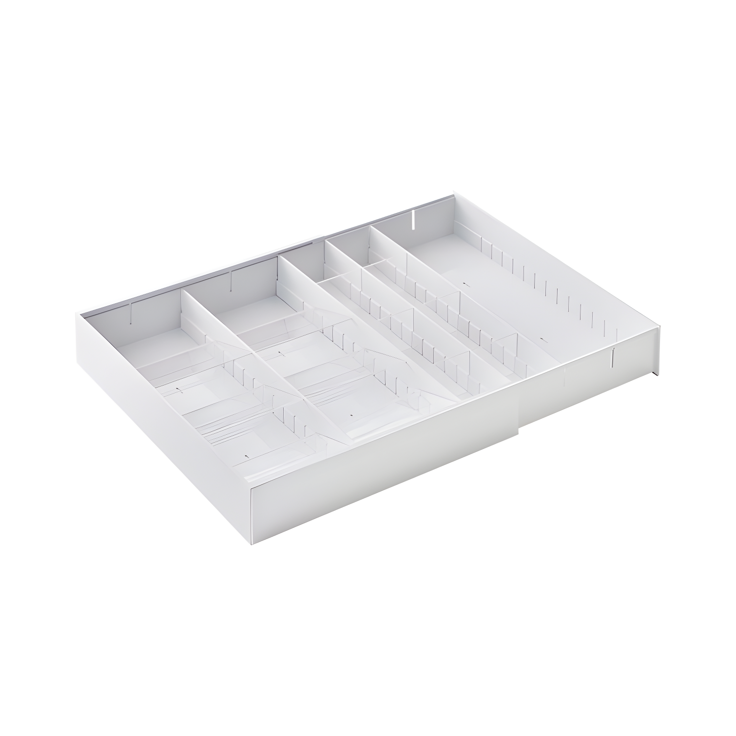 Adjustable White ABS Plastic Expandable Cutlery Tray Organizer