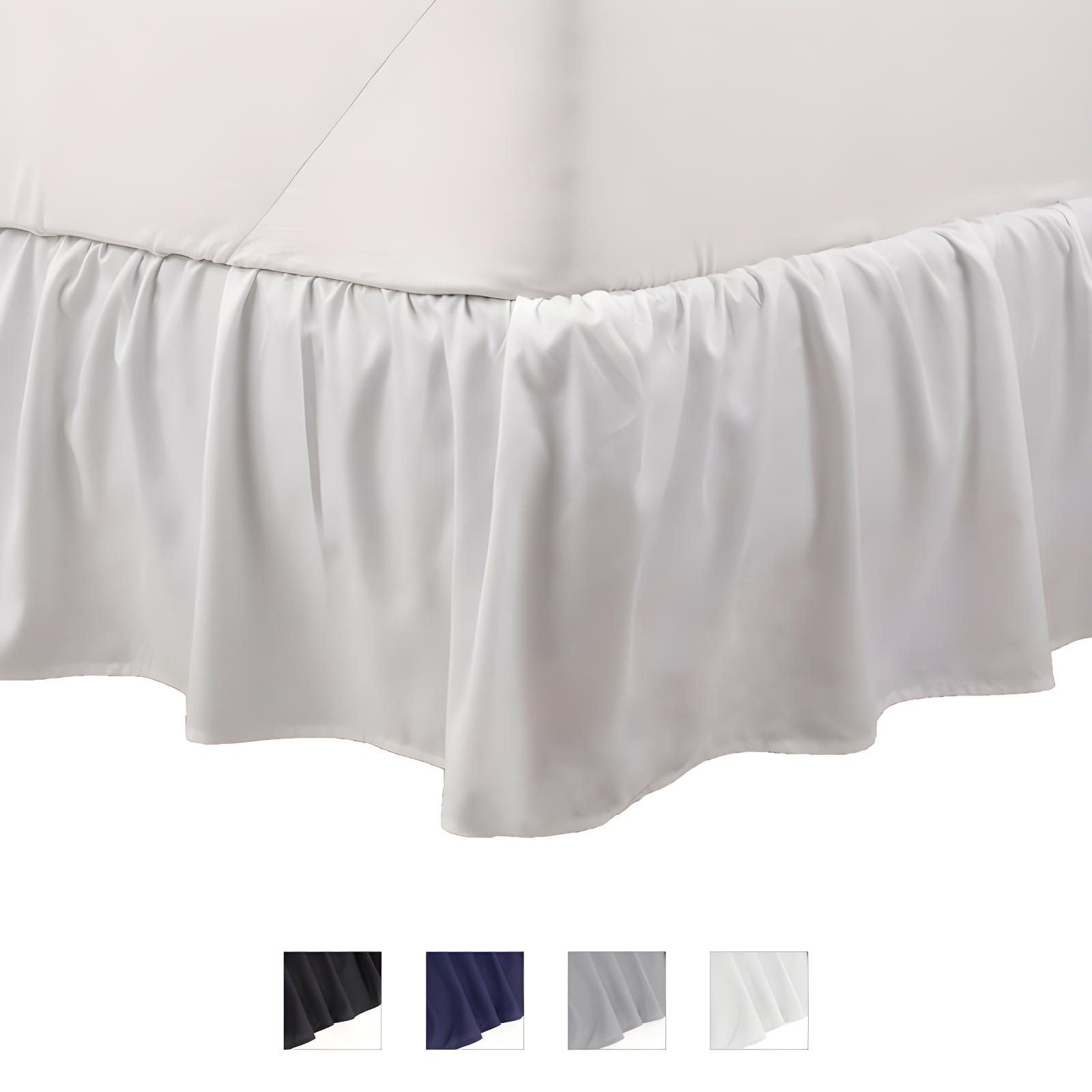 White Twin Ruffled Polyester Microfiber Bed Skirt