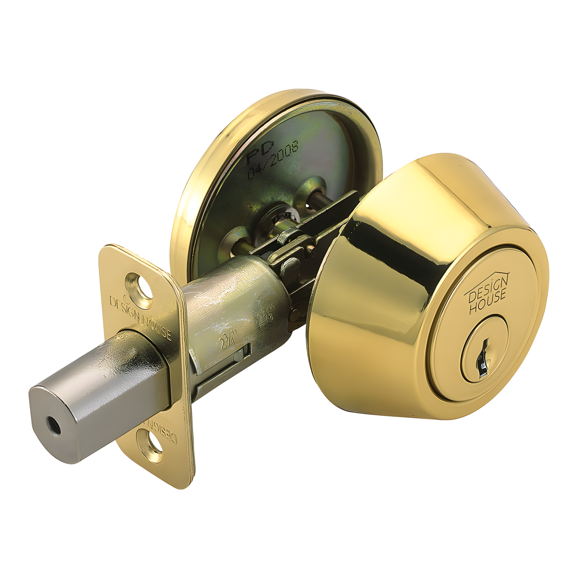 Polished Brass Single Cylinder Deadbolt with Latch