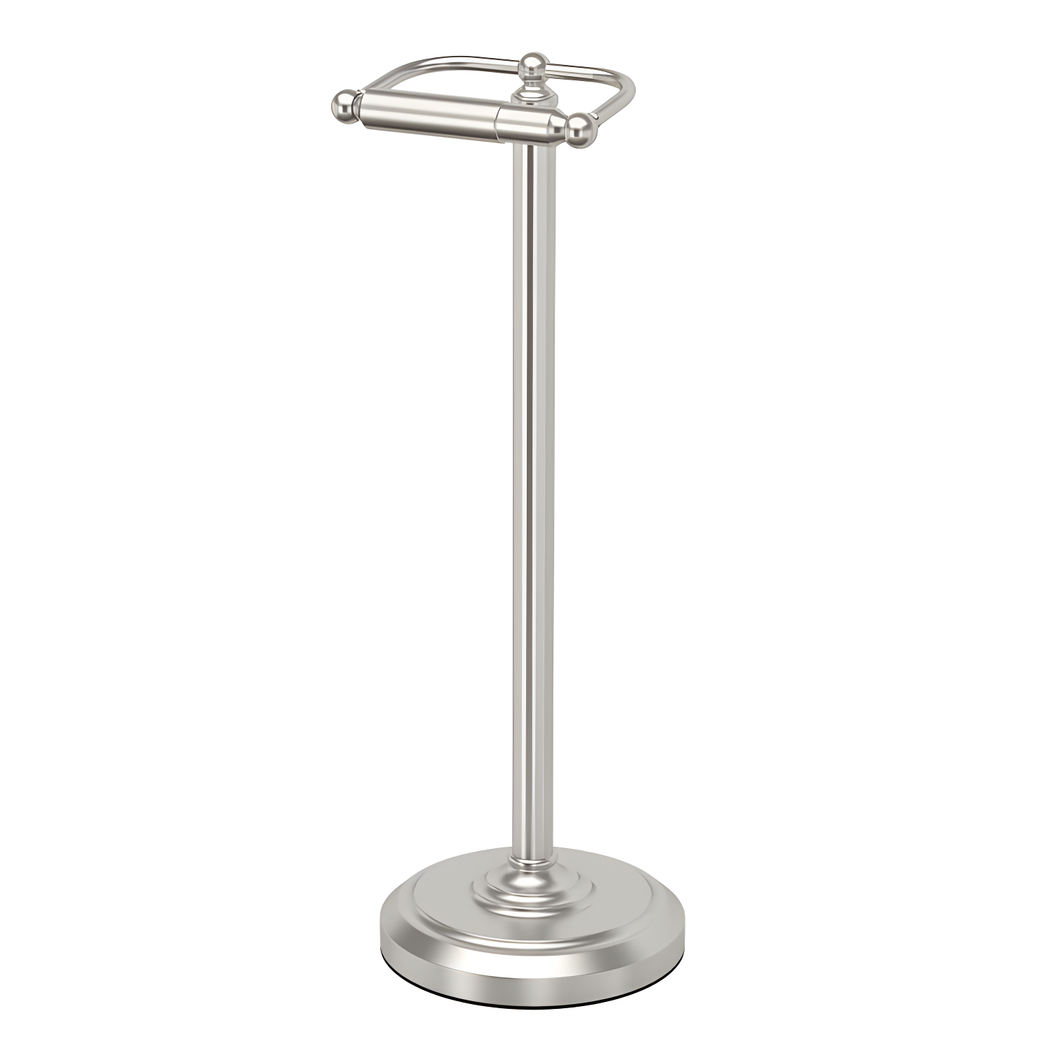 Satin Nickel Solid Brass Free Standing Toilet Paper Holder