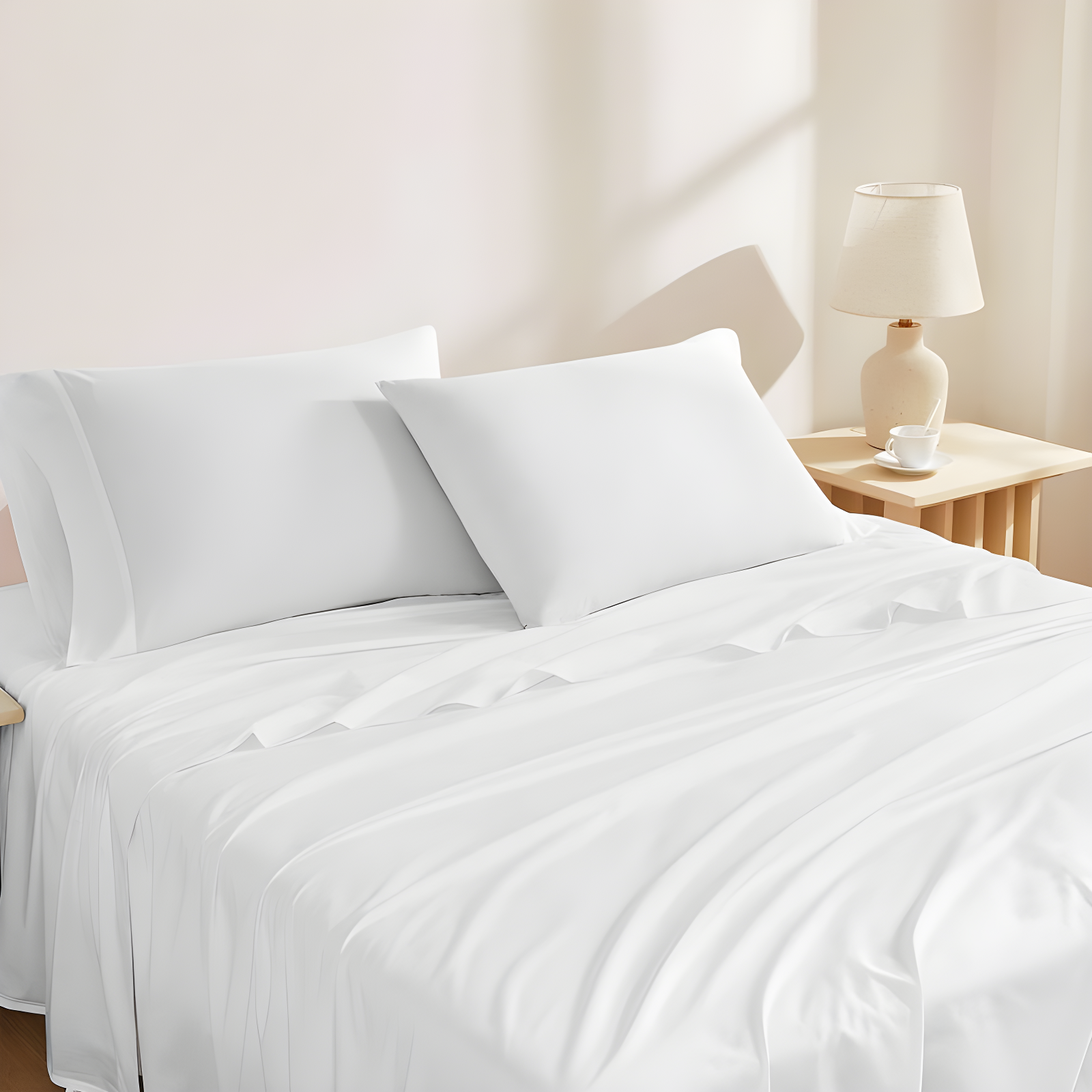 Full White Organic Cotton Deep Pocket Percale Sheet Set