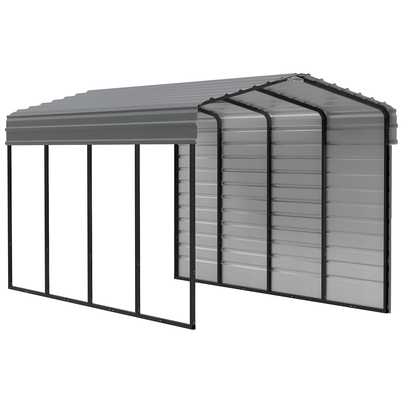 Charcoal 10' x 20' Steel Carport Kit with Enclosure