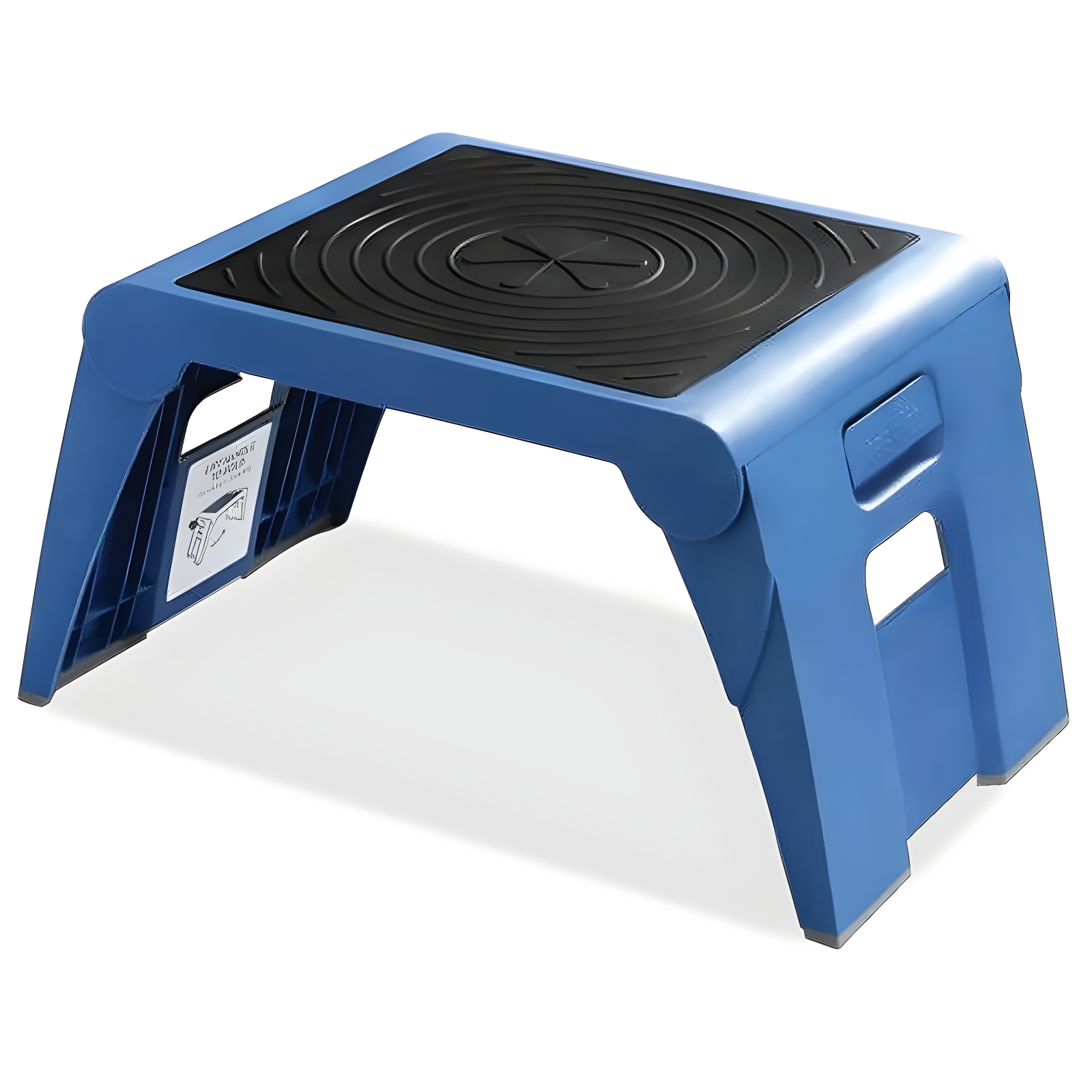 Blue Foldable Plastic Single-Step Stool with Non-Slip Tread