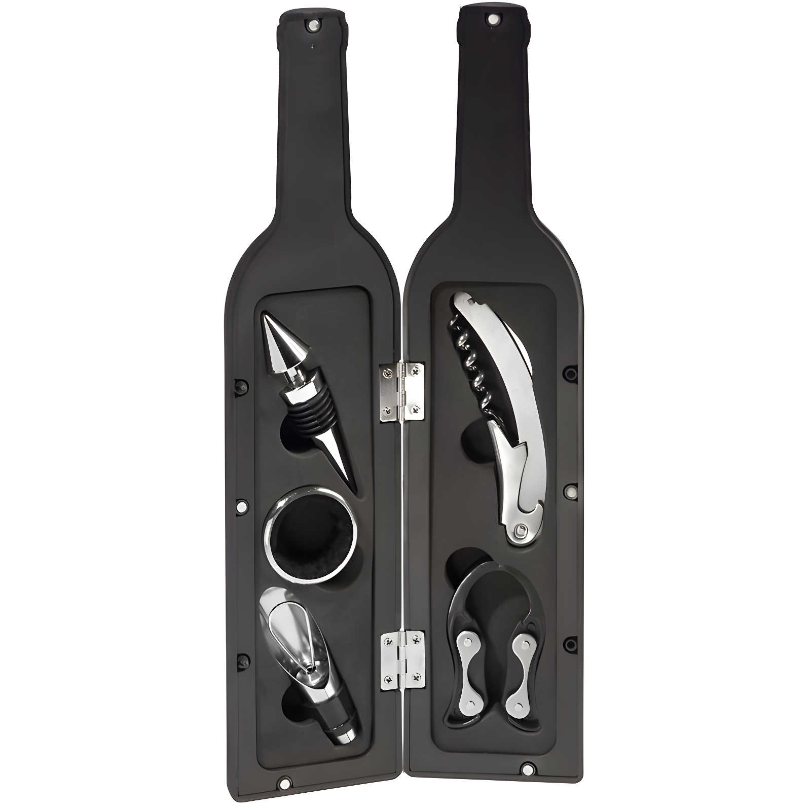 Burgundy Wine Bottle Shaped 5-Piece Corkscrew and Accessory Set