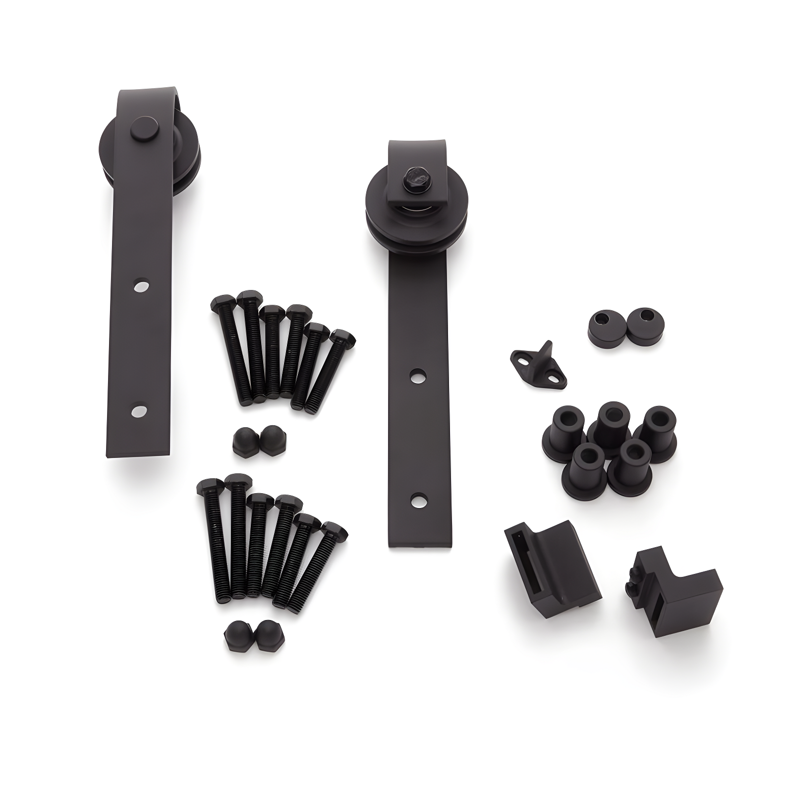 Black Stainless Steel Single Bypass Barn Door Hardware Kit