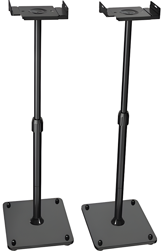 Black Adjustable Universal Speaker Stands for Satellite and Bookshelf Speakers