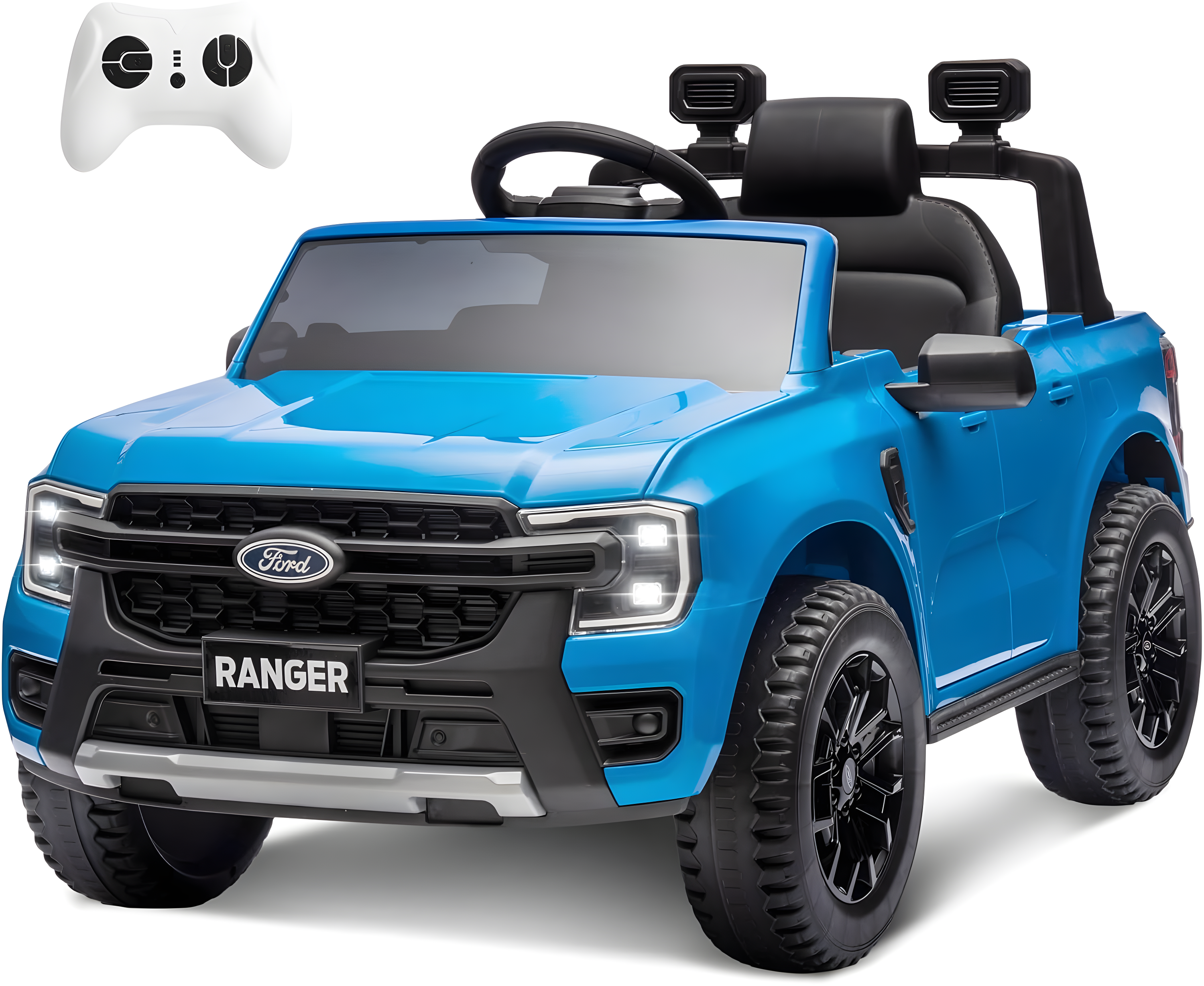 Blue 12V Ford Ranger Kids Ride-On Car with Remote Control