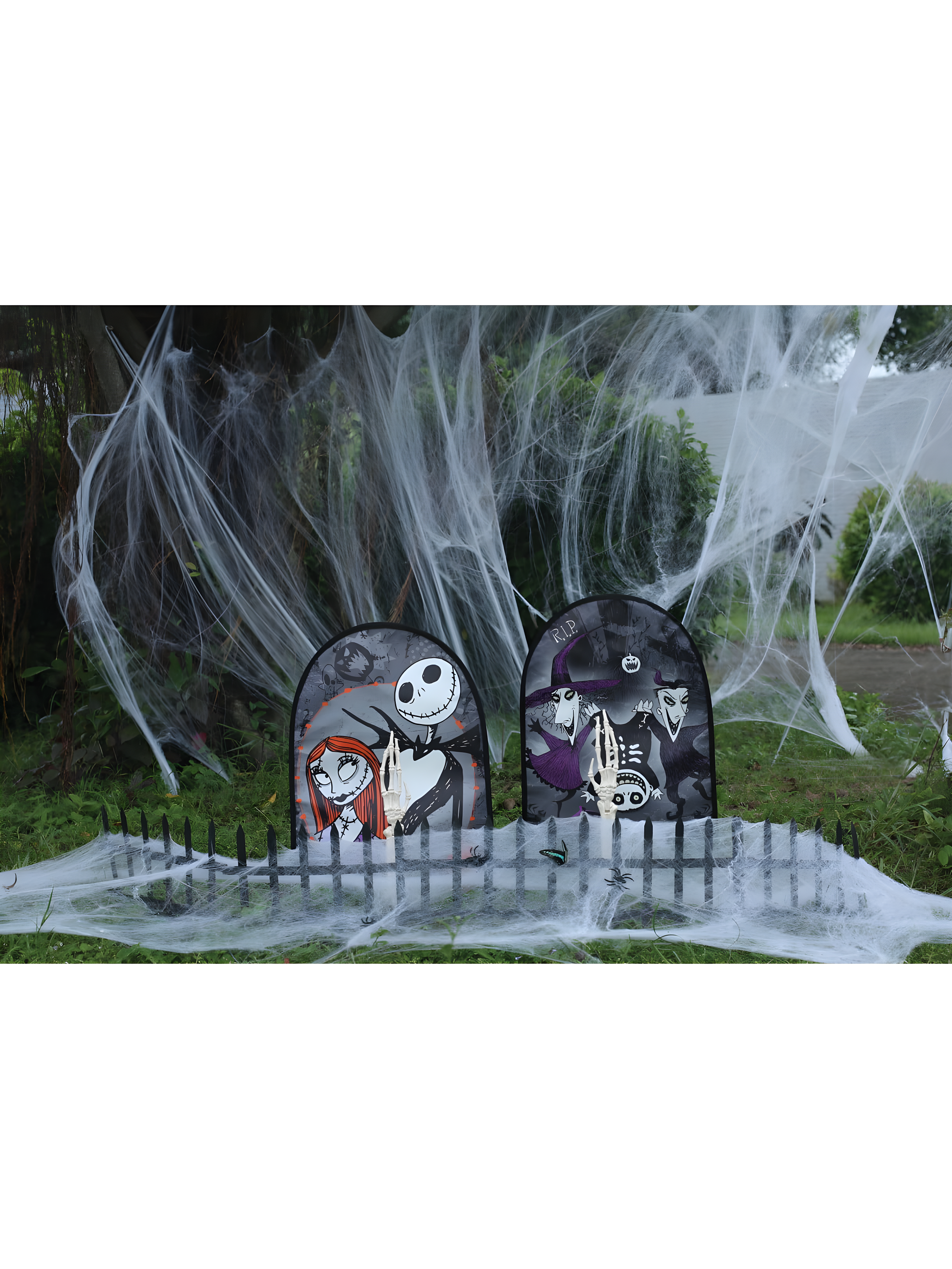 Nightmare Before Christmas 2' Yard Decor Kit with Tombstones and Spiders