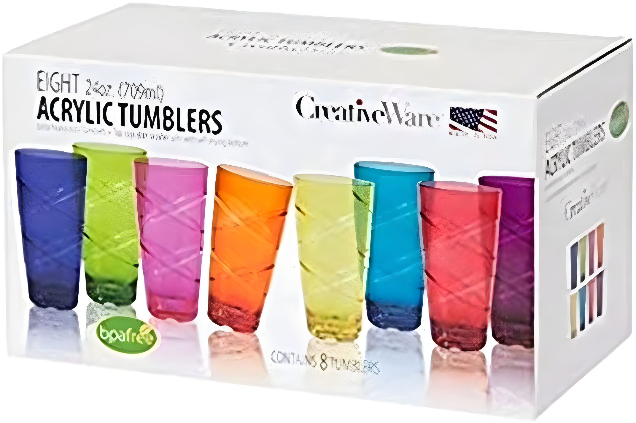 Circus Multicolor Acrylic 24-Ounce Tumbler Set, Pack of 8