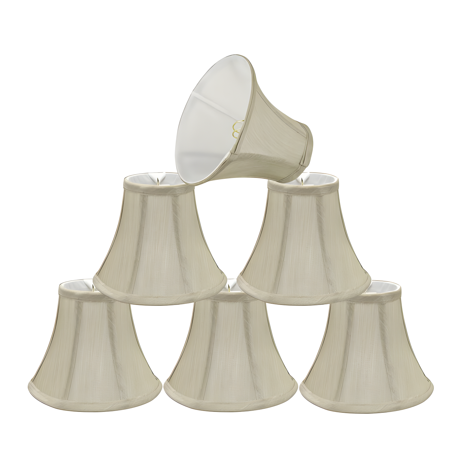 Beige Silk Bell Chandelier Lamp Shade Set