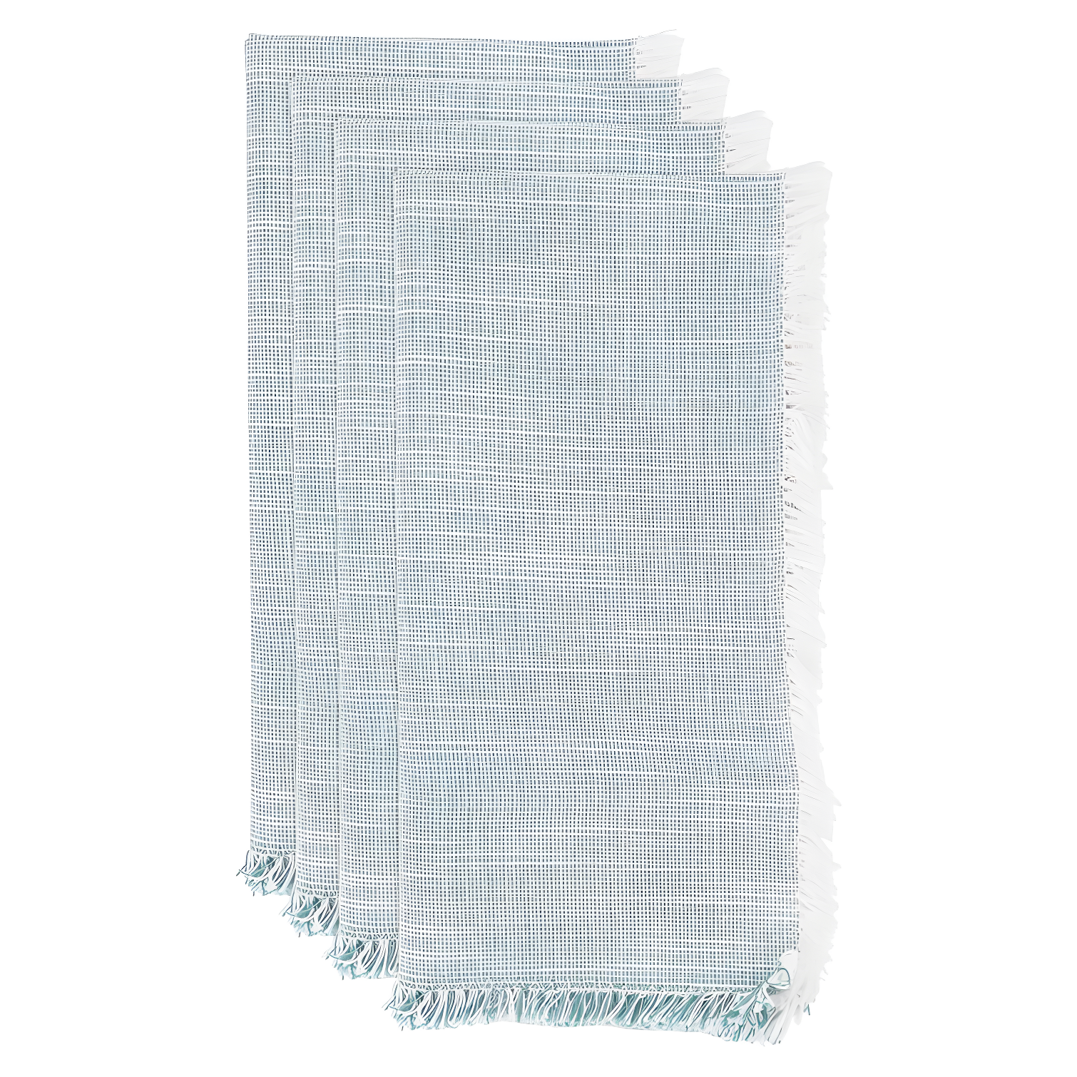 Turquoise Cotton Napkins with Fringe Edges, Set of 4