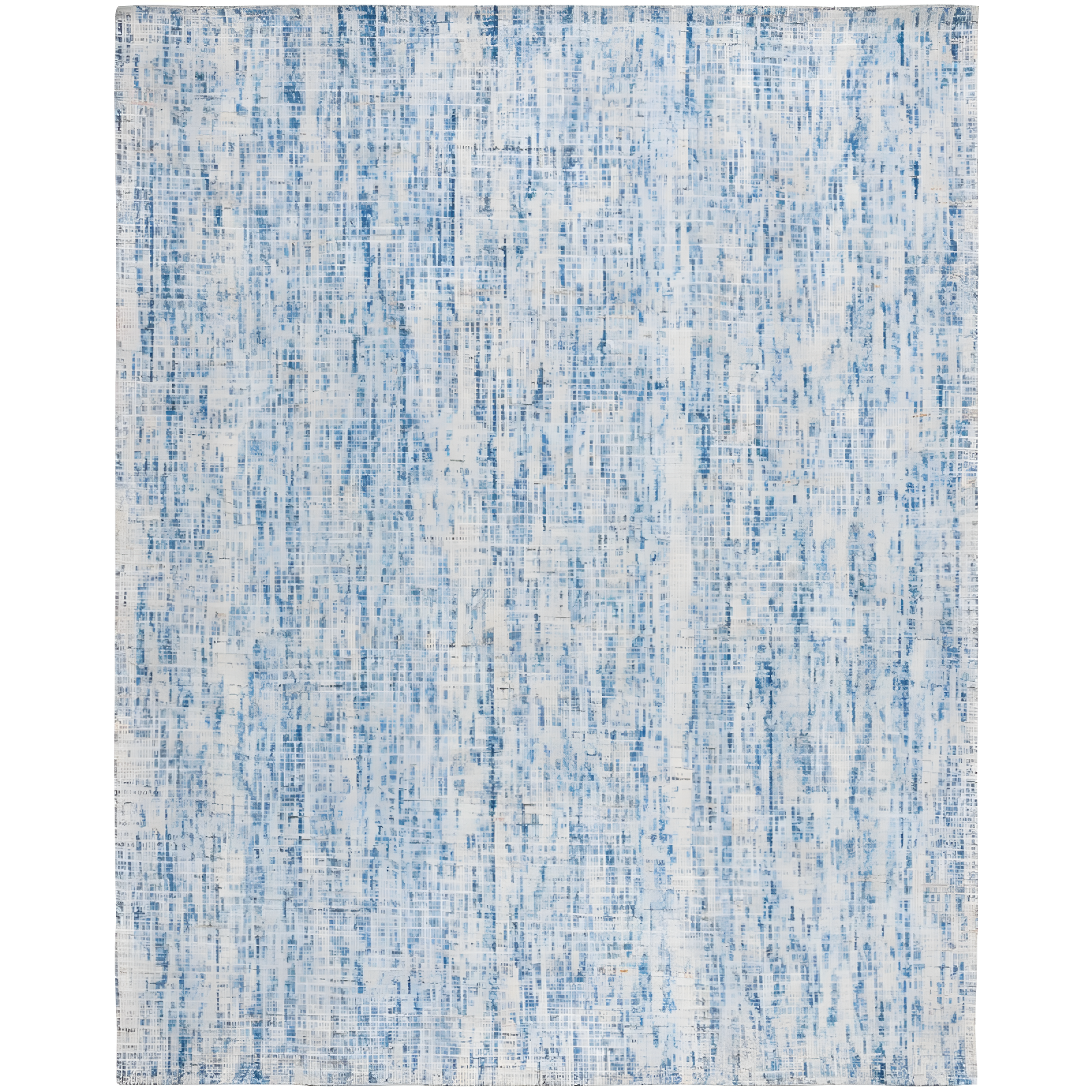 Hand-Tufted Abstract Wool Area Rug 8' x 10' in Dark Blue/Rust