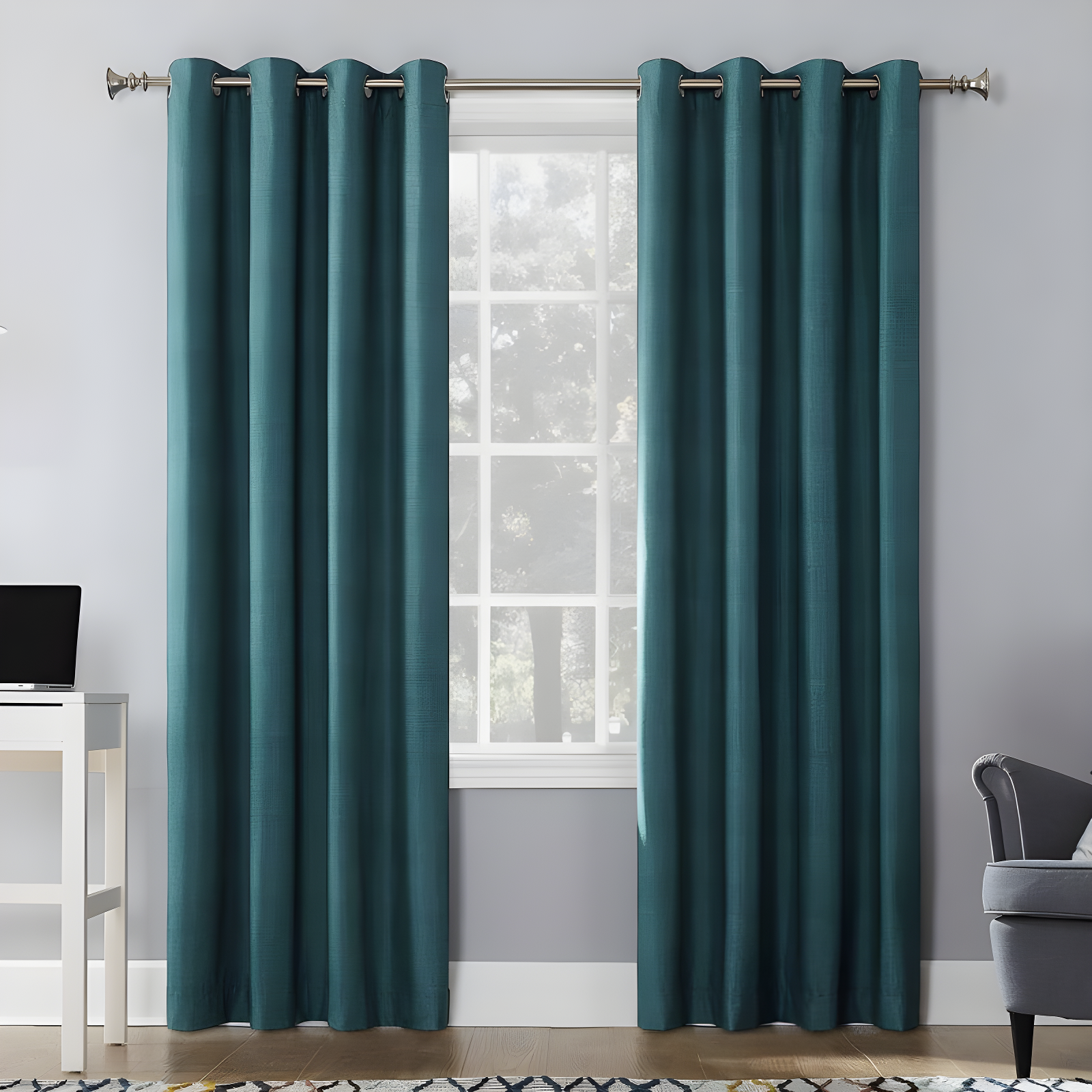 Teal Blackout Thermal Insulated Grommet Curtain Panel