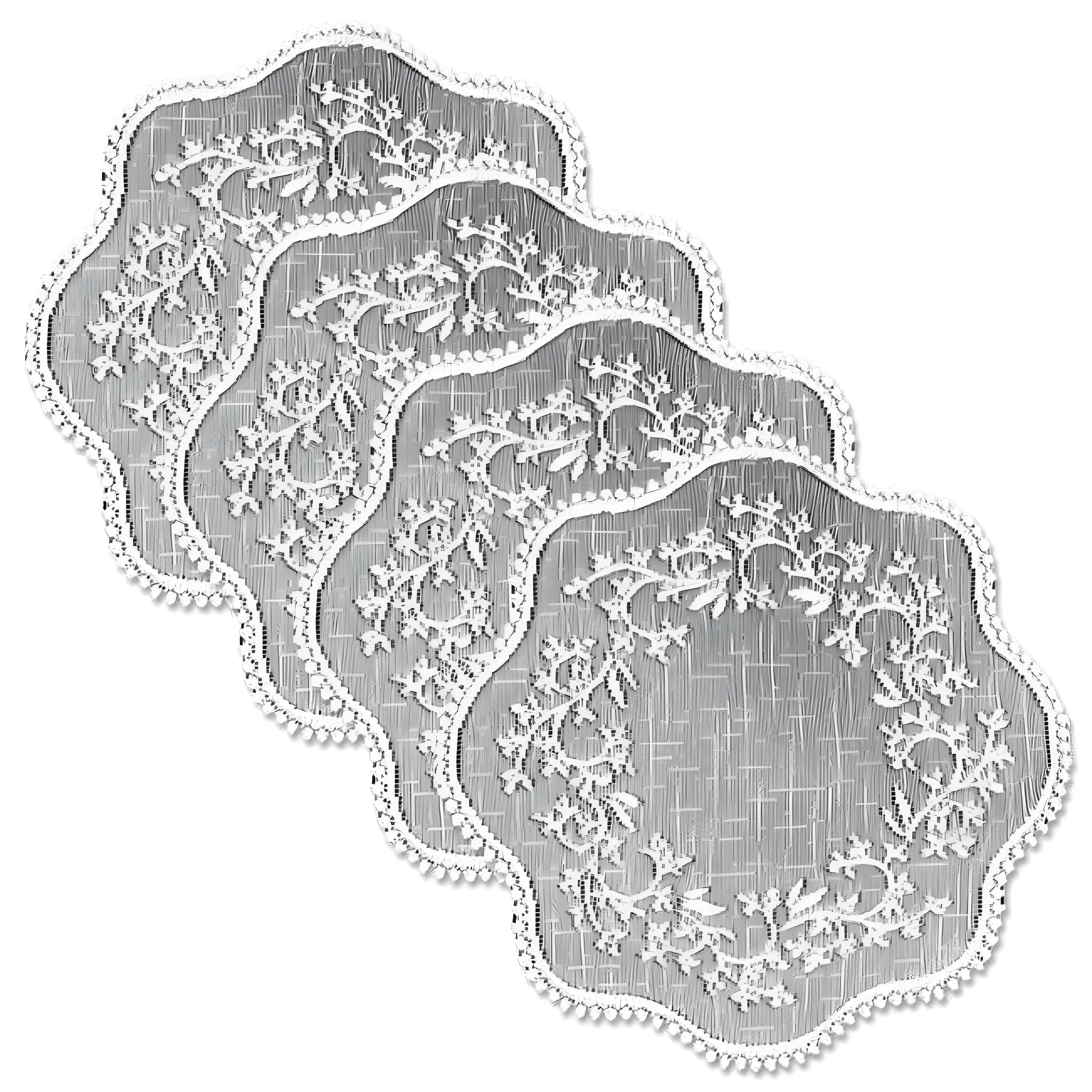 Sheer White Floral Lace 12" Round Doily Set of 4