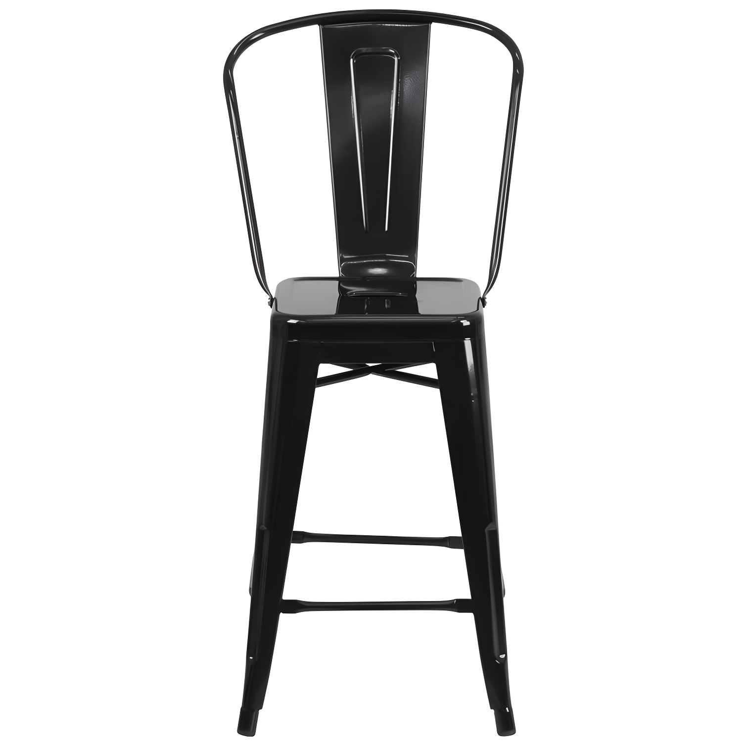 24" Black Metal Slat Back Counter Stool