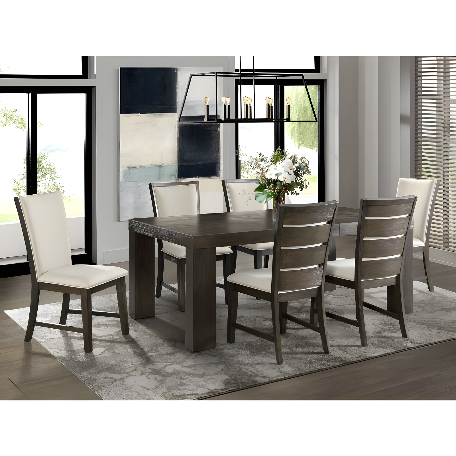 Jasper Dark Walnut 7-Piece Dining Set with Upholstered Chairs