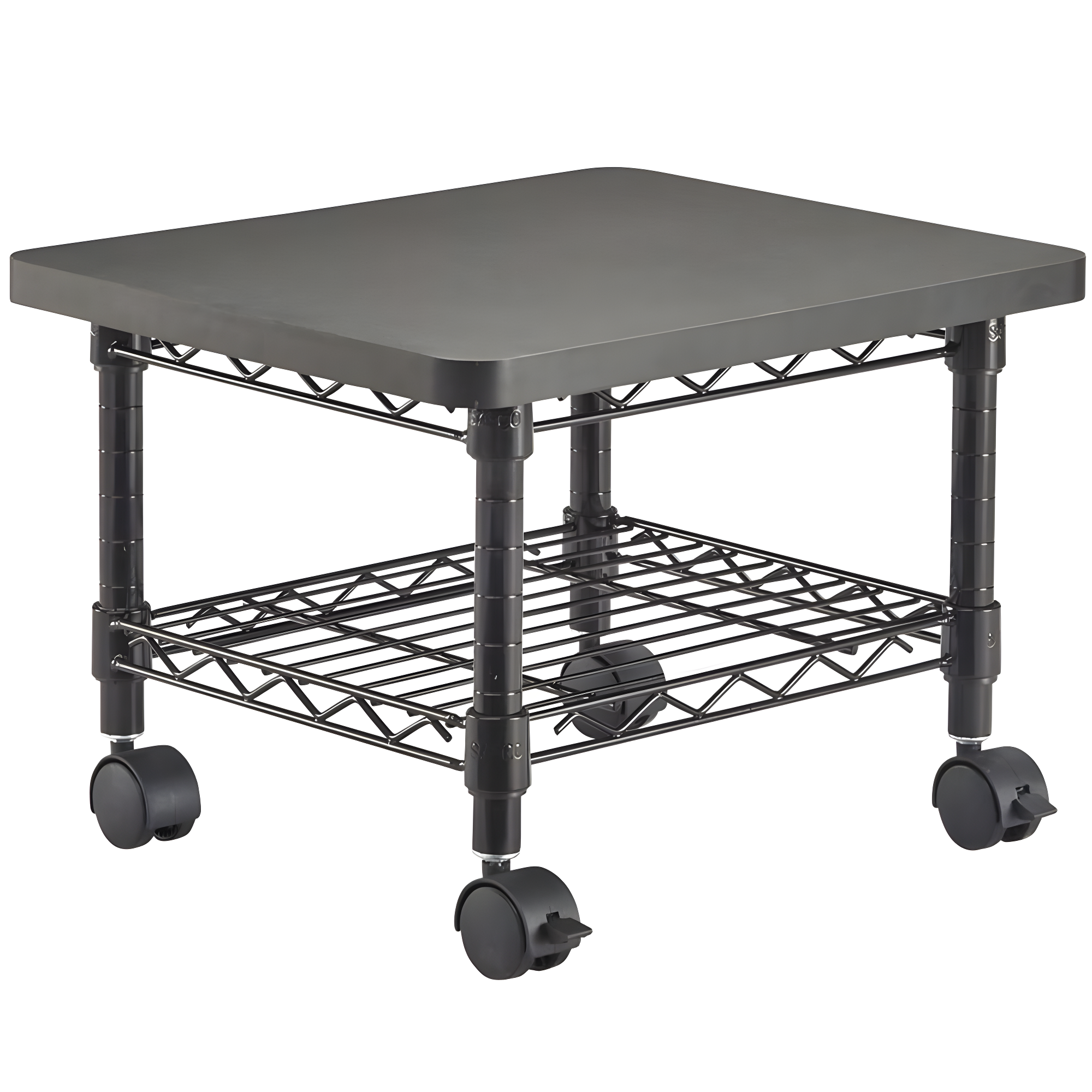 Black Steel and Plastic Underdesk Printer Stand with Casters