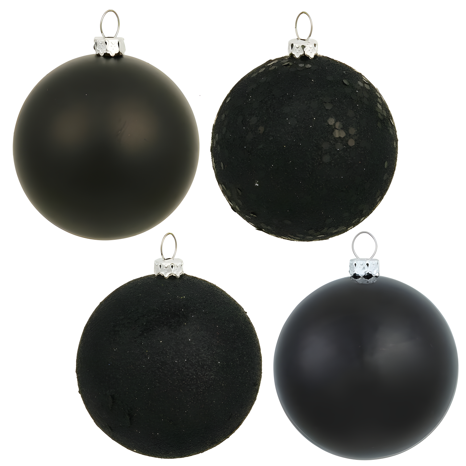 Black Shatterproof Plastic Holiday Ball Ornaments Set