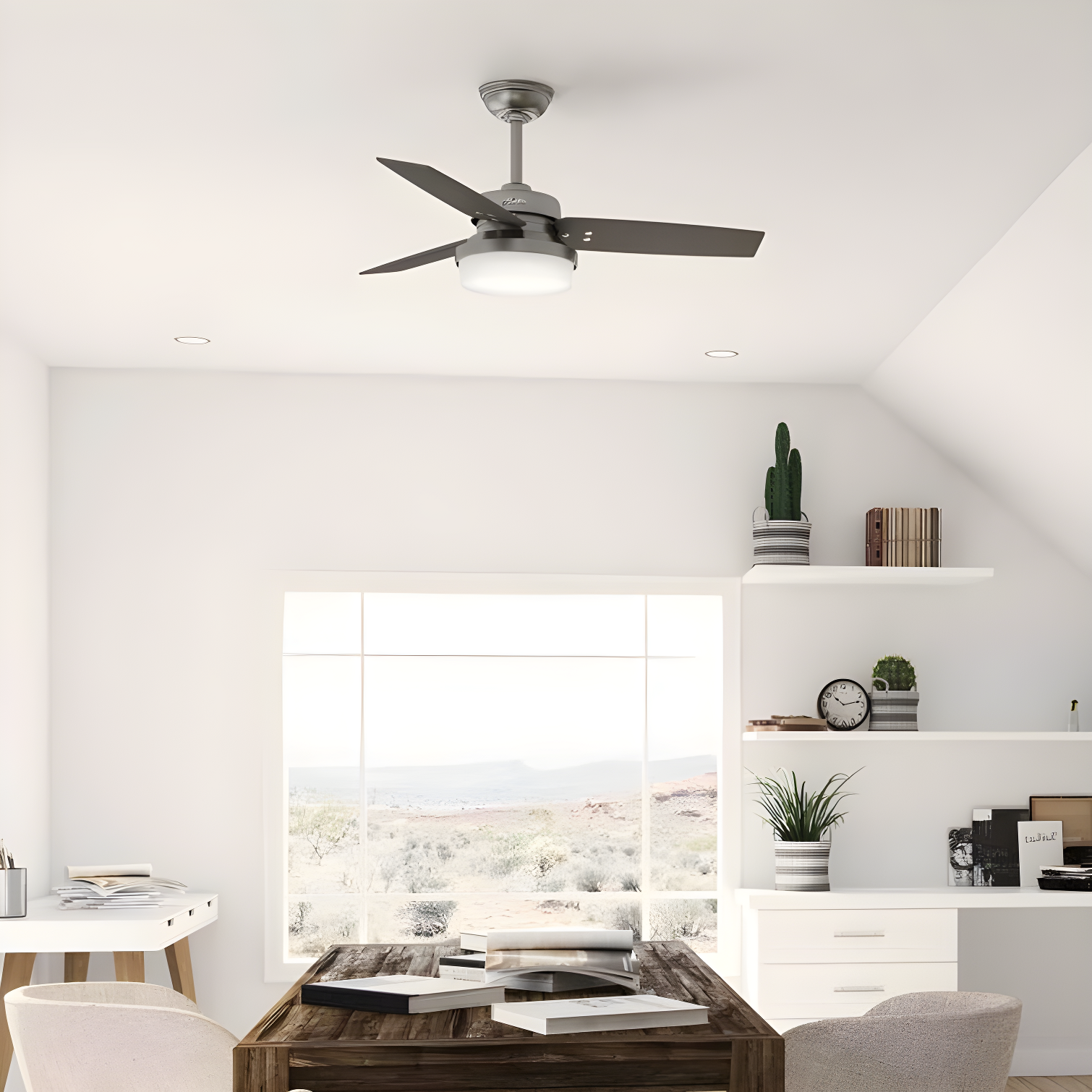 Sentinel 44" Brushed Slate Modern Ceiling Fan with LED Light