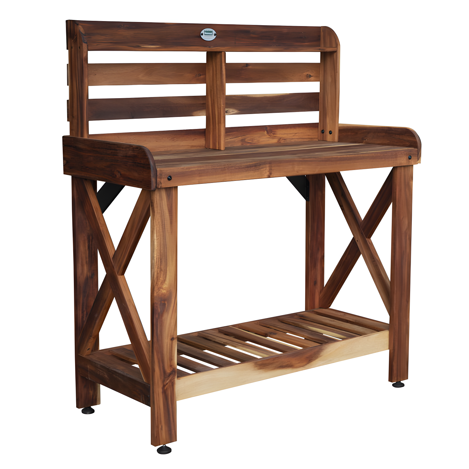 Adjustable Height Acacia Wood Farmhouse Potting Bench